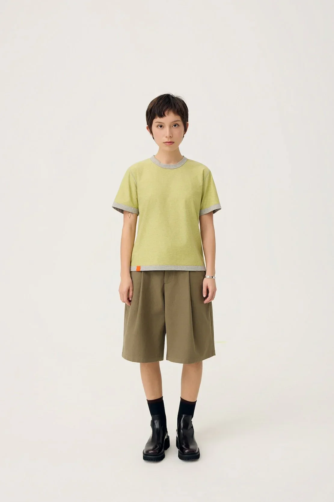 3EIGHTH | Everyday Reversible Tee In Zinc Grey & Lemon Fizz
