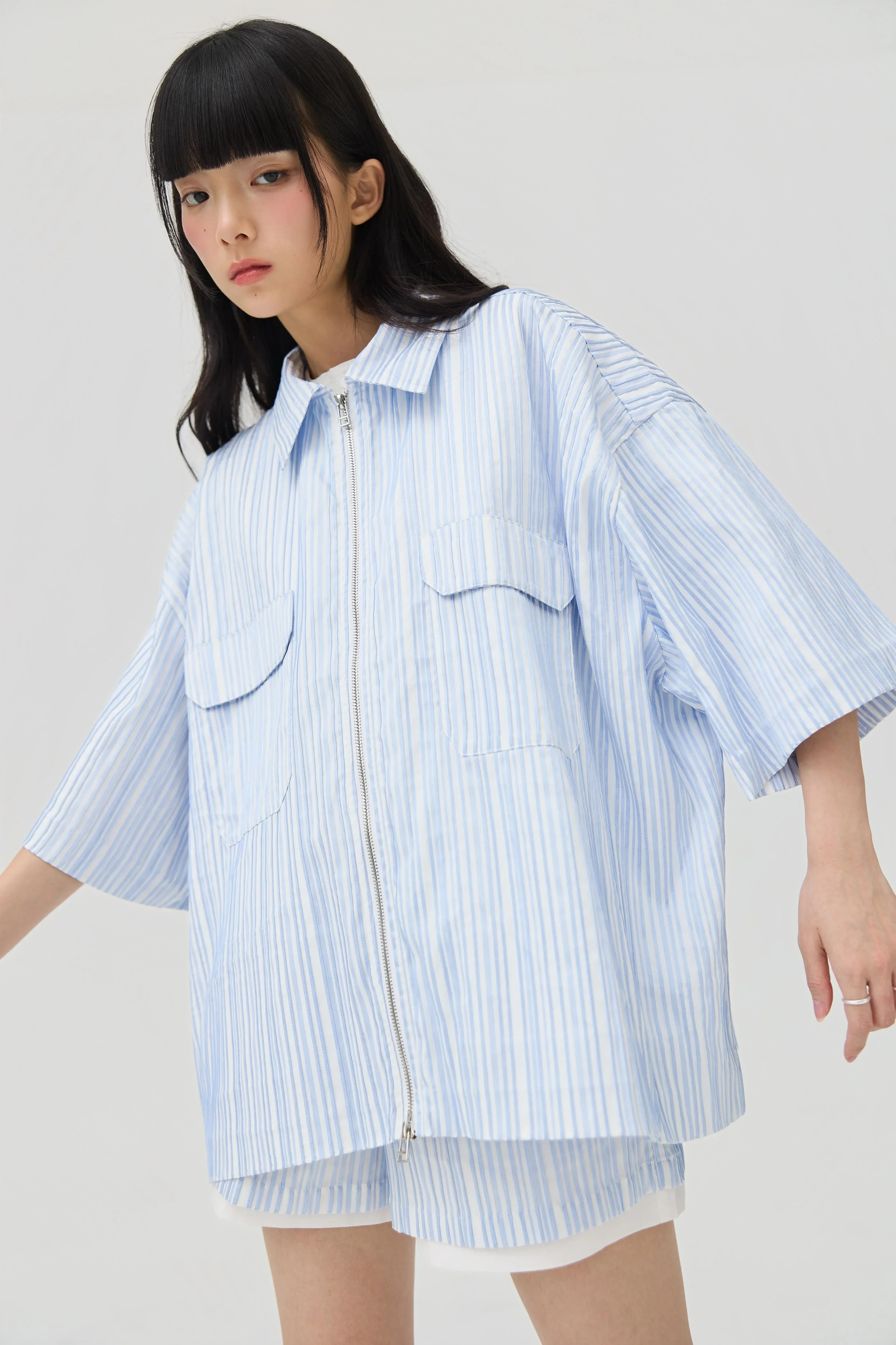 3EIGHTH | Fuwa Jacket In Blue Seersucker - Image 3