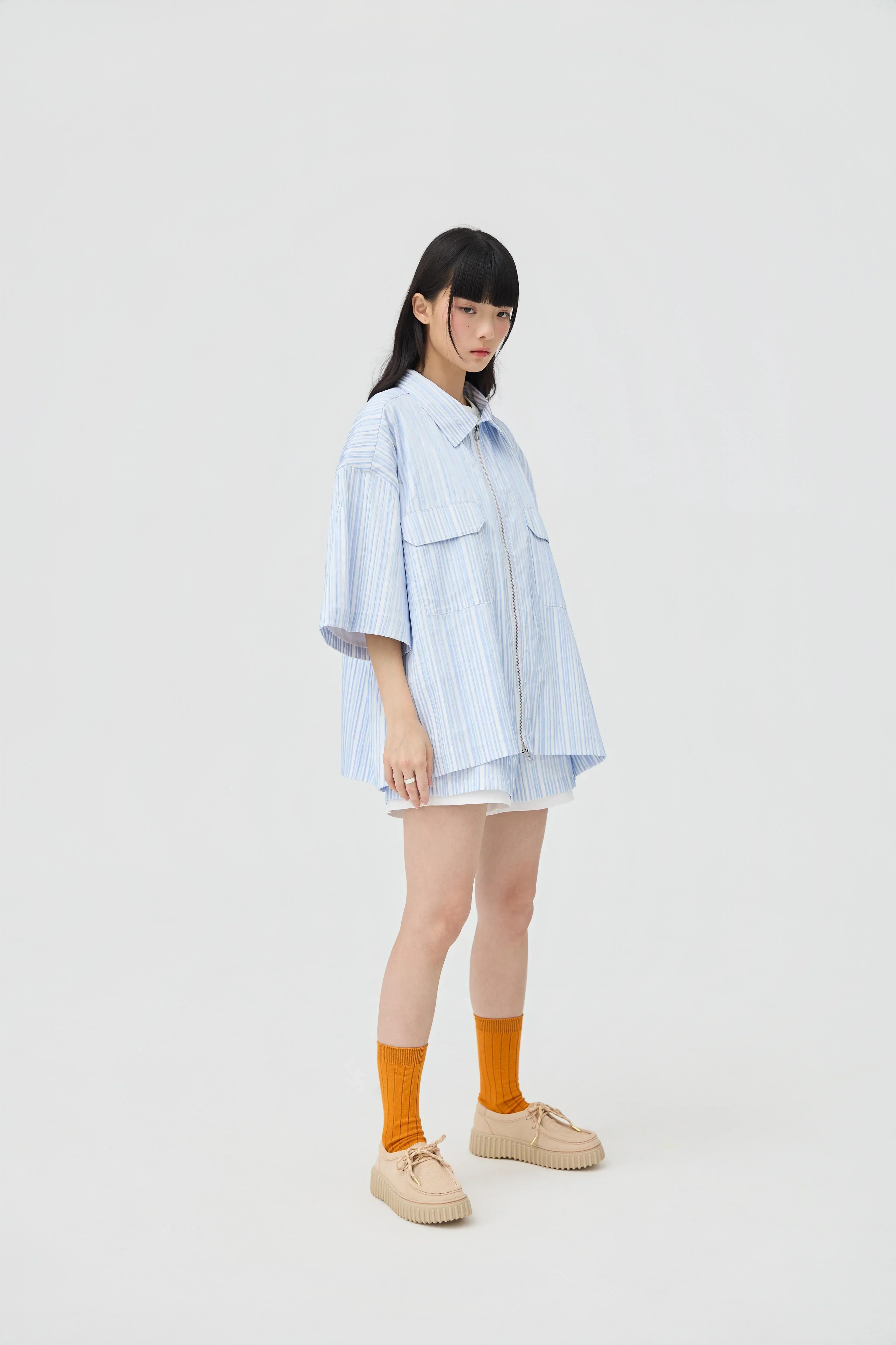 3EIGHTH | Fuwa Jacket In Blue Seersucker - Image 6