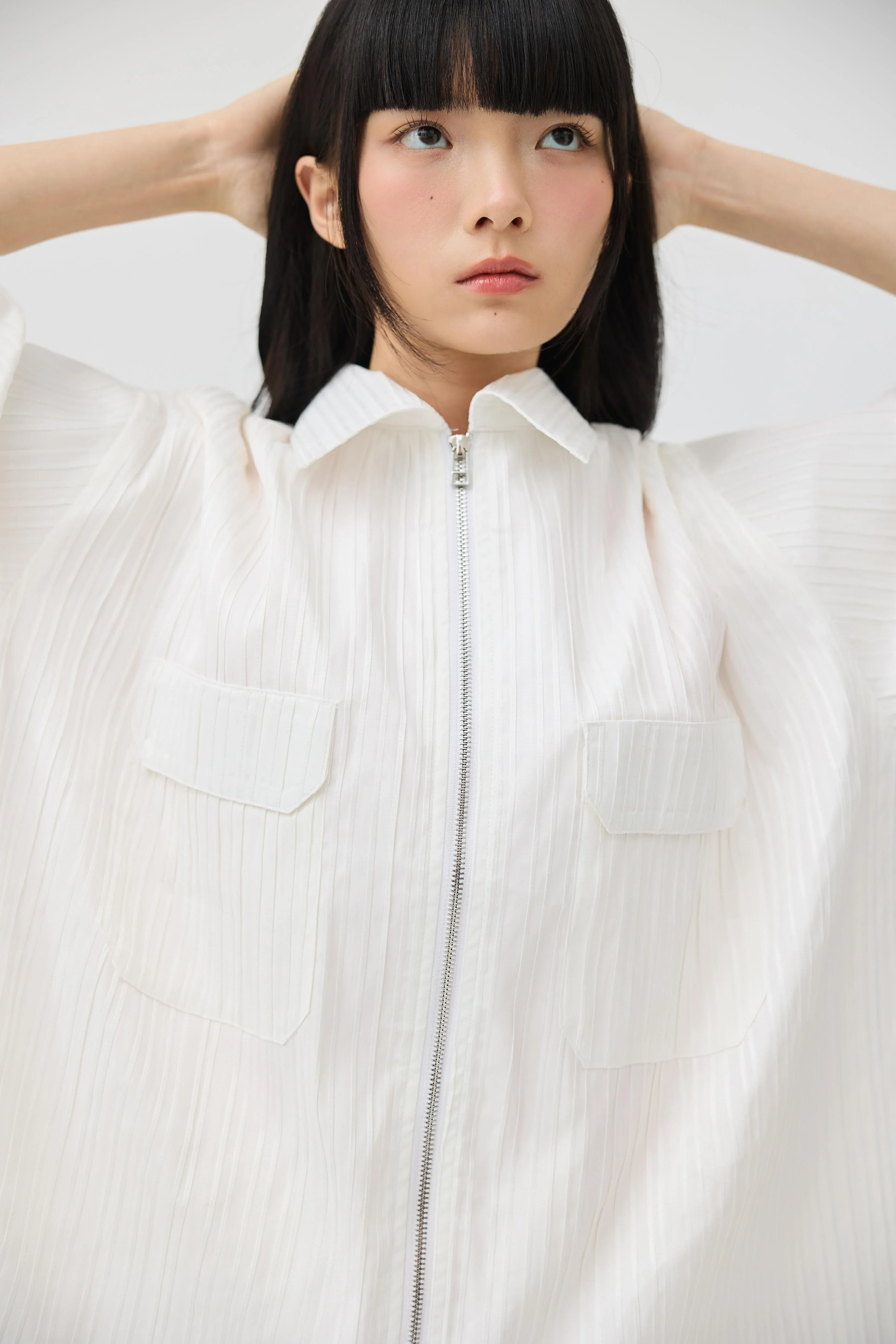 3EIGHTH | Fuwa Jacket In White Seersucker - Image 3