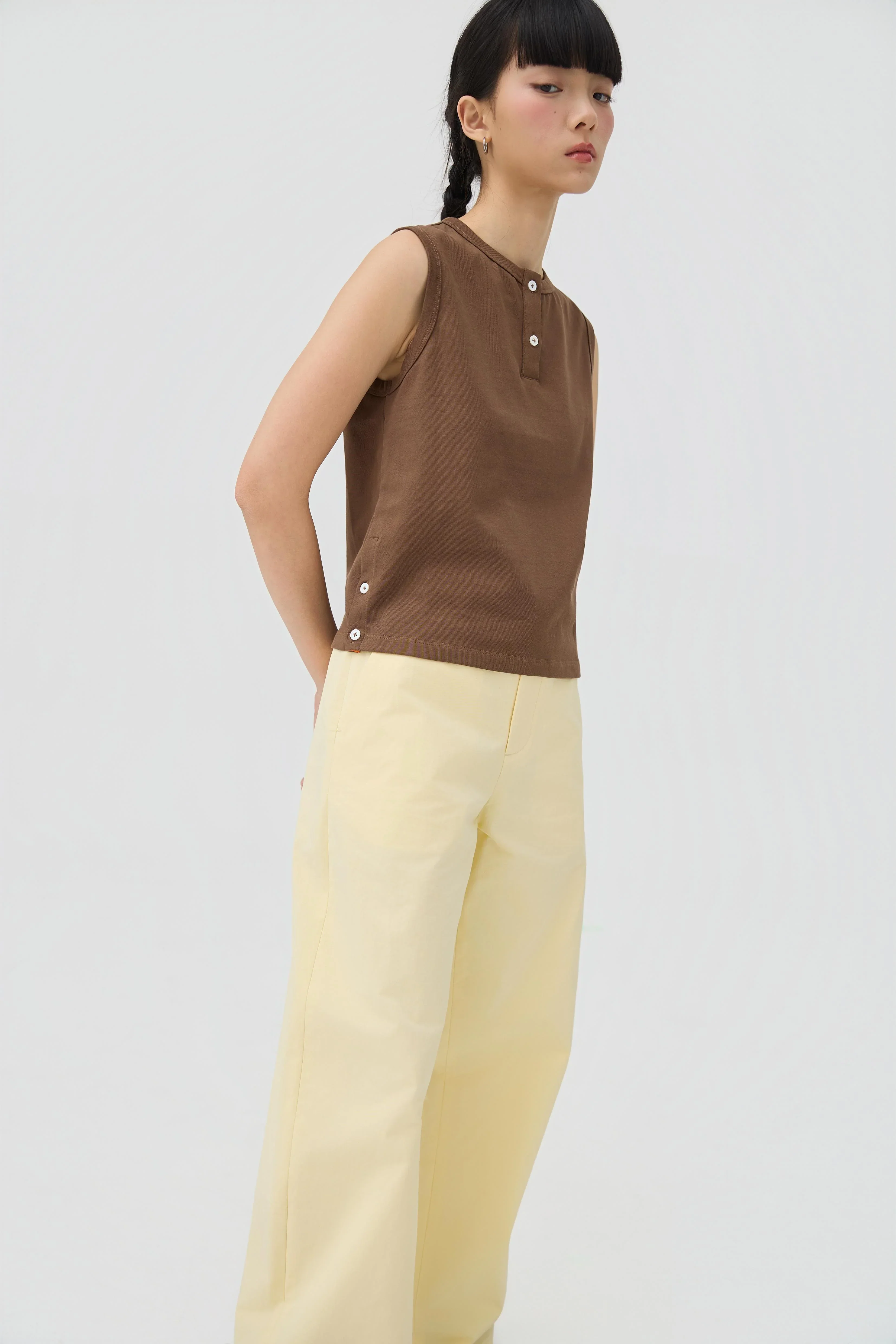 3EIGHTH | Musubi Henley Tank In Chocolate - Image 6