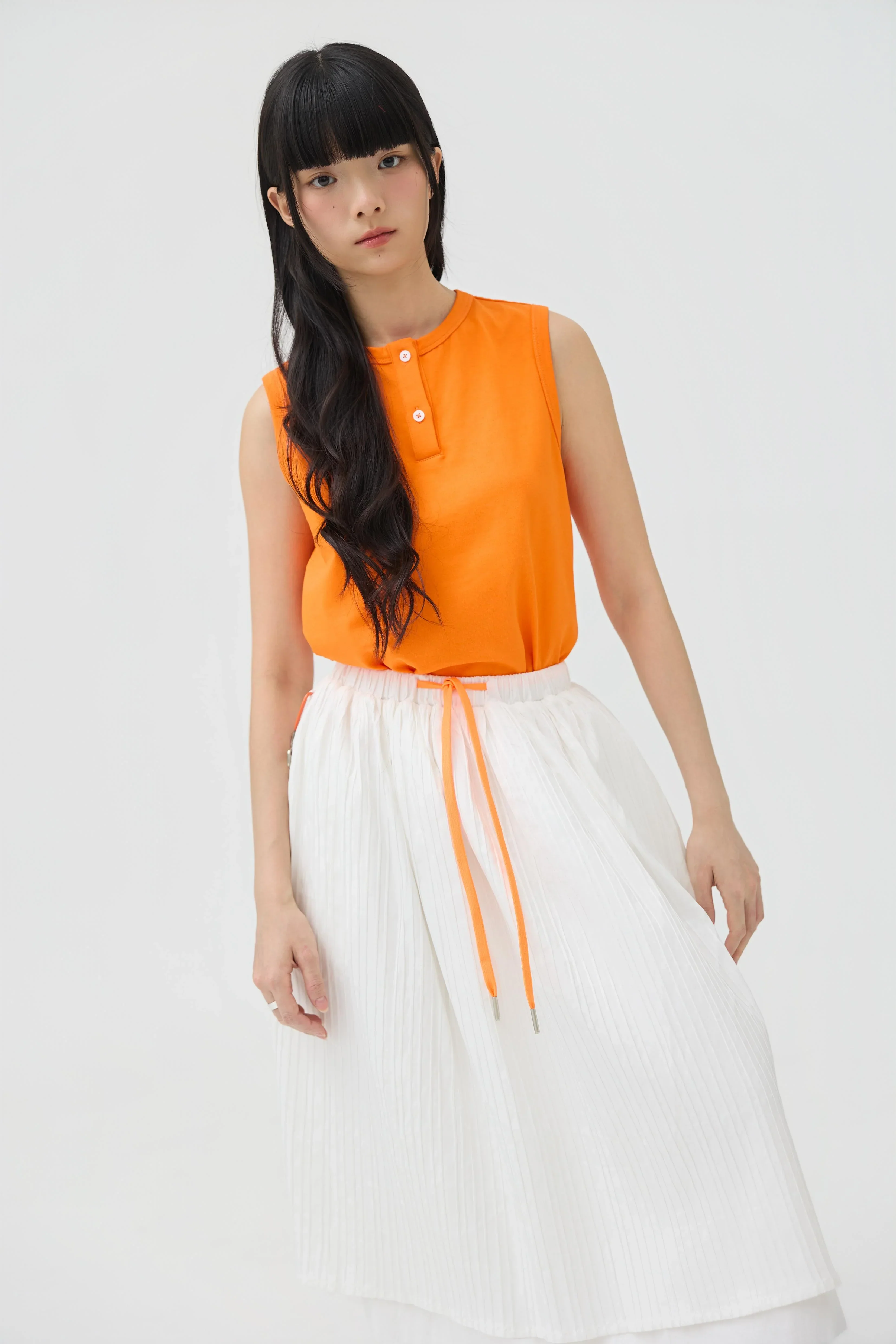 3EIGHTH | Musubi Henley Tank In Orange - Image 7