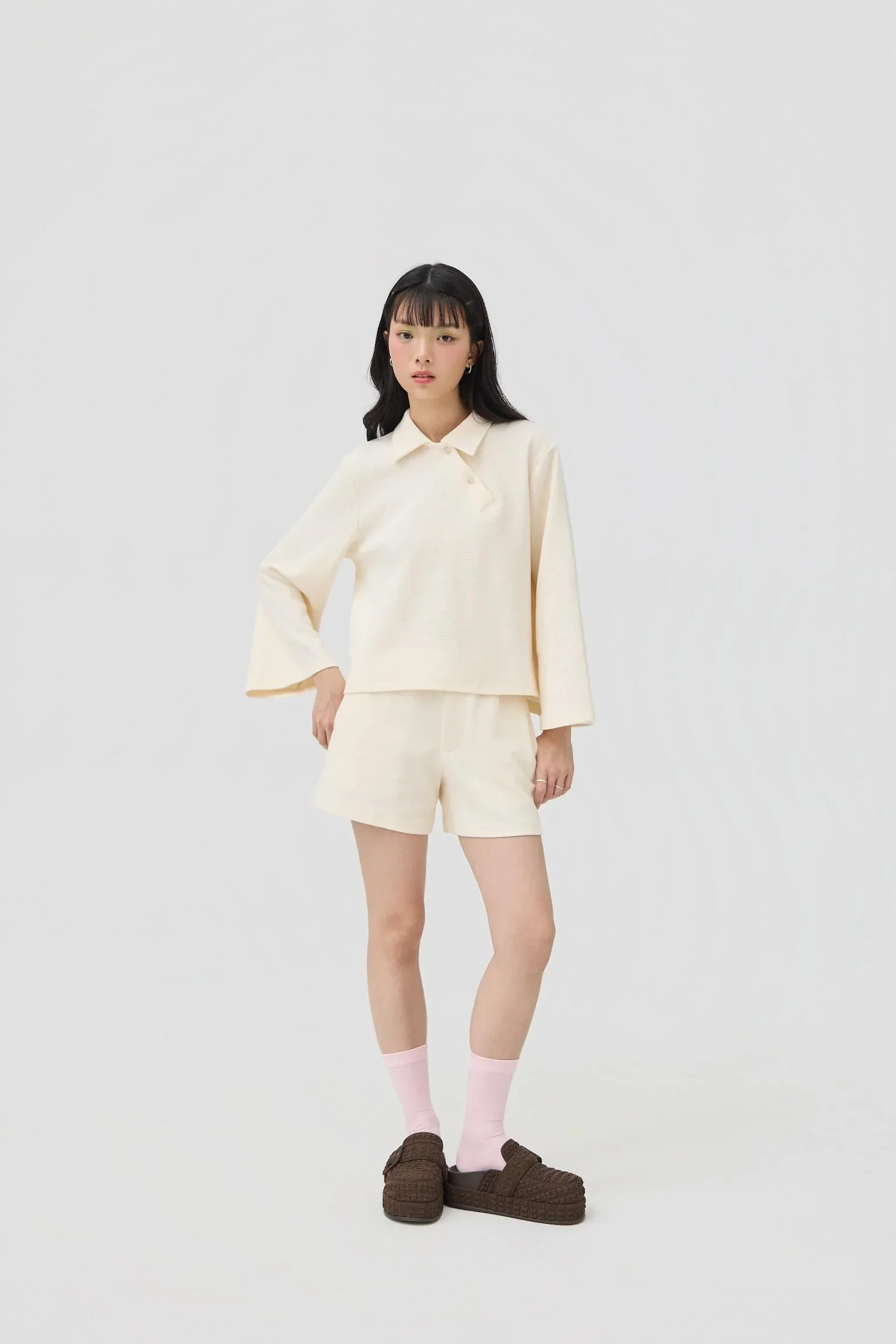 3EIGHTH | Yuru Knit Shorts | Cream - Image 7