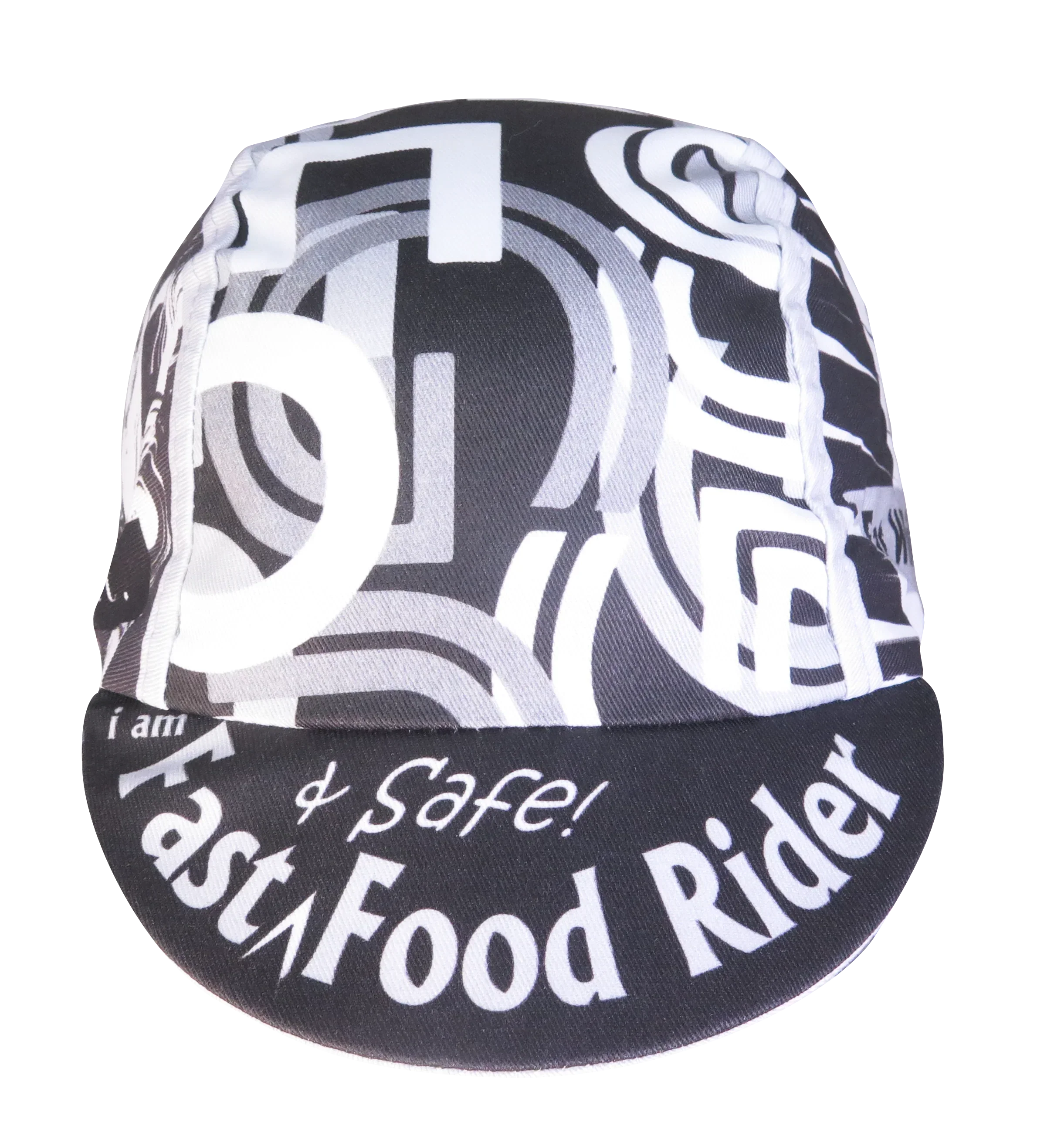 A DESIGN BY TAKACHYA | Cycling Cap - I Am Fast Food Rider (Greyscale) - Image 2