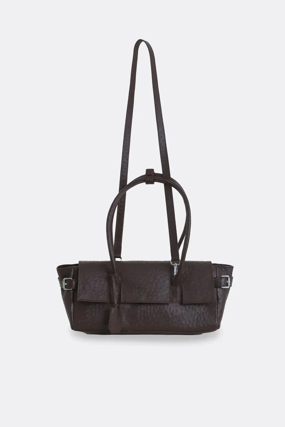 AESTHETIC PLEASURE | Rocco Baguette Bag Ostrich Brown - Image 2