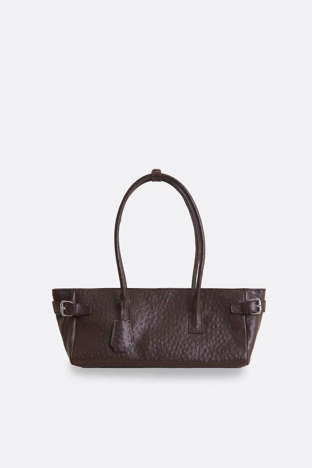 AESTHETIC PLEASURE | Rocco Baguette Bag Ostrich Brown - Image 4