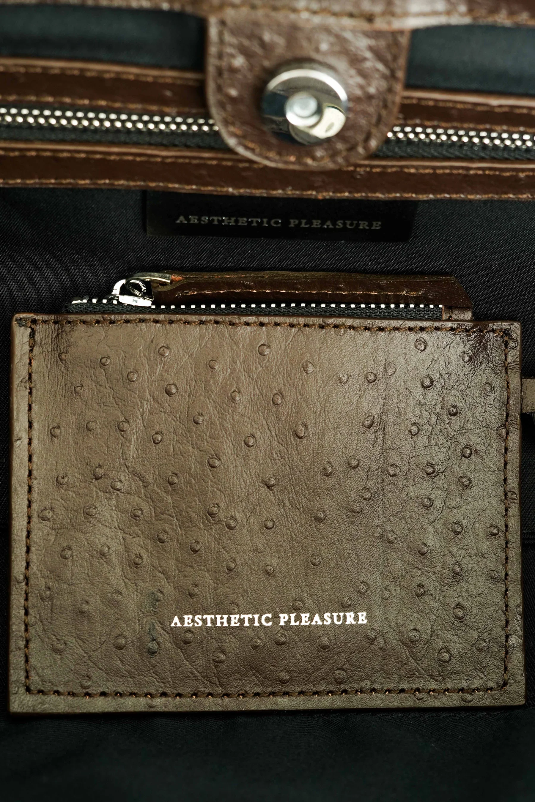 AESTHETIC PLEASURE | Rocco Baguette Bag Ostrich Brown - Image 5
