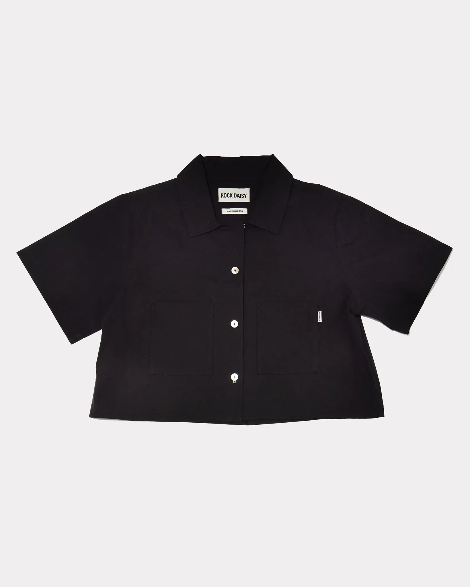 ROCK DAISY | Alex Boxy Cropped TENCEL™ Short-Sleeved Shirt Black - Image 3