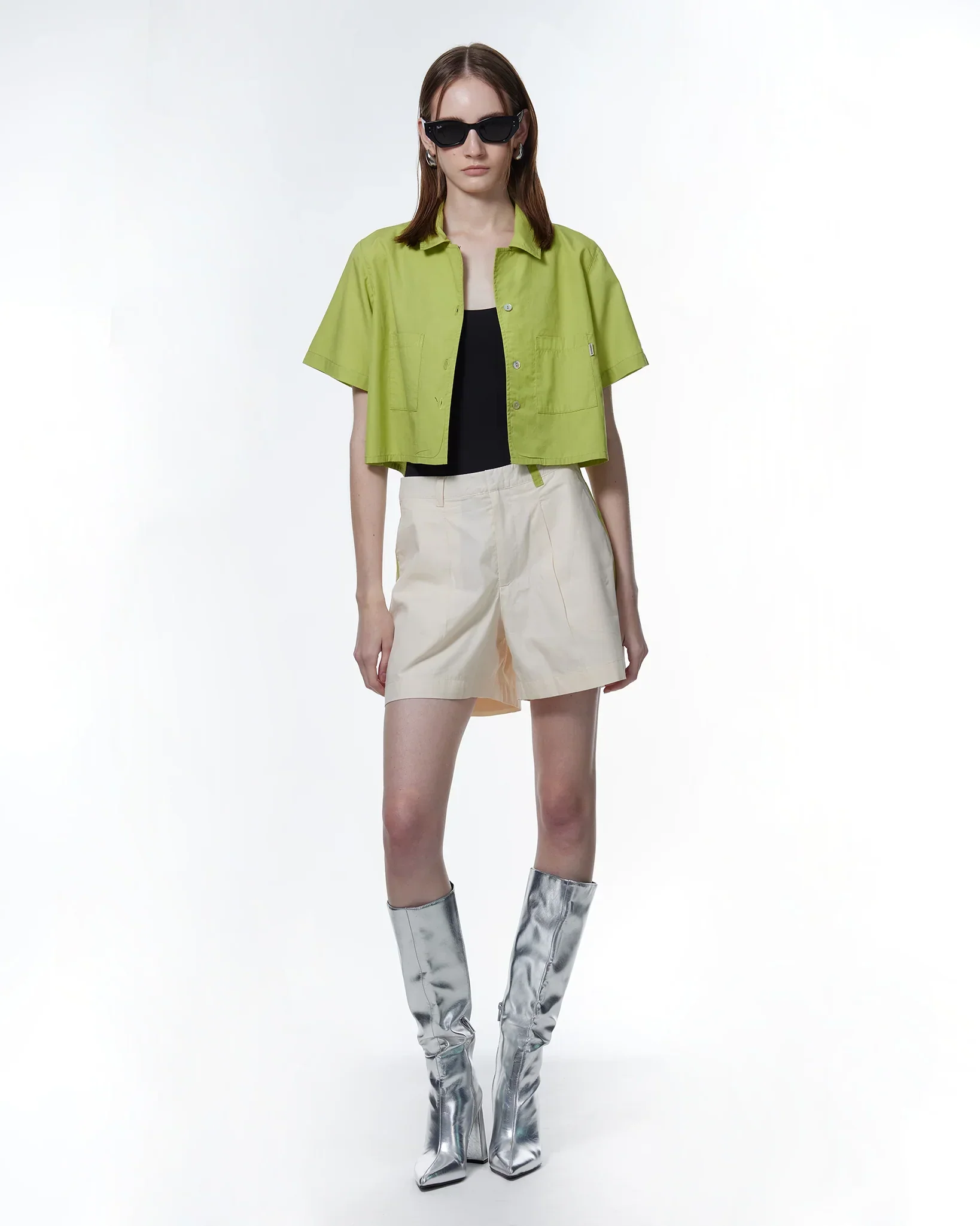ROCK DAISY | Alex Boxy Cropped TENCEL™ Short-Sleeved Shirt Green