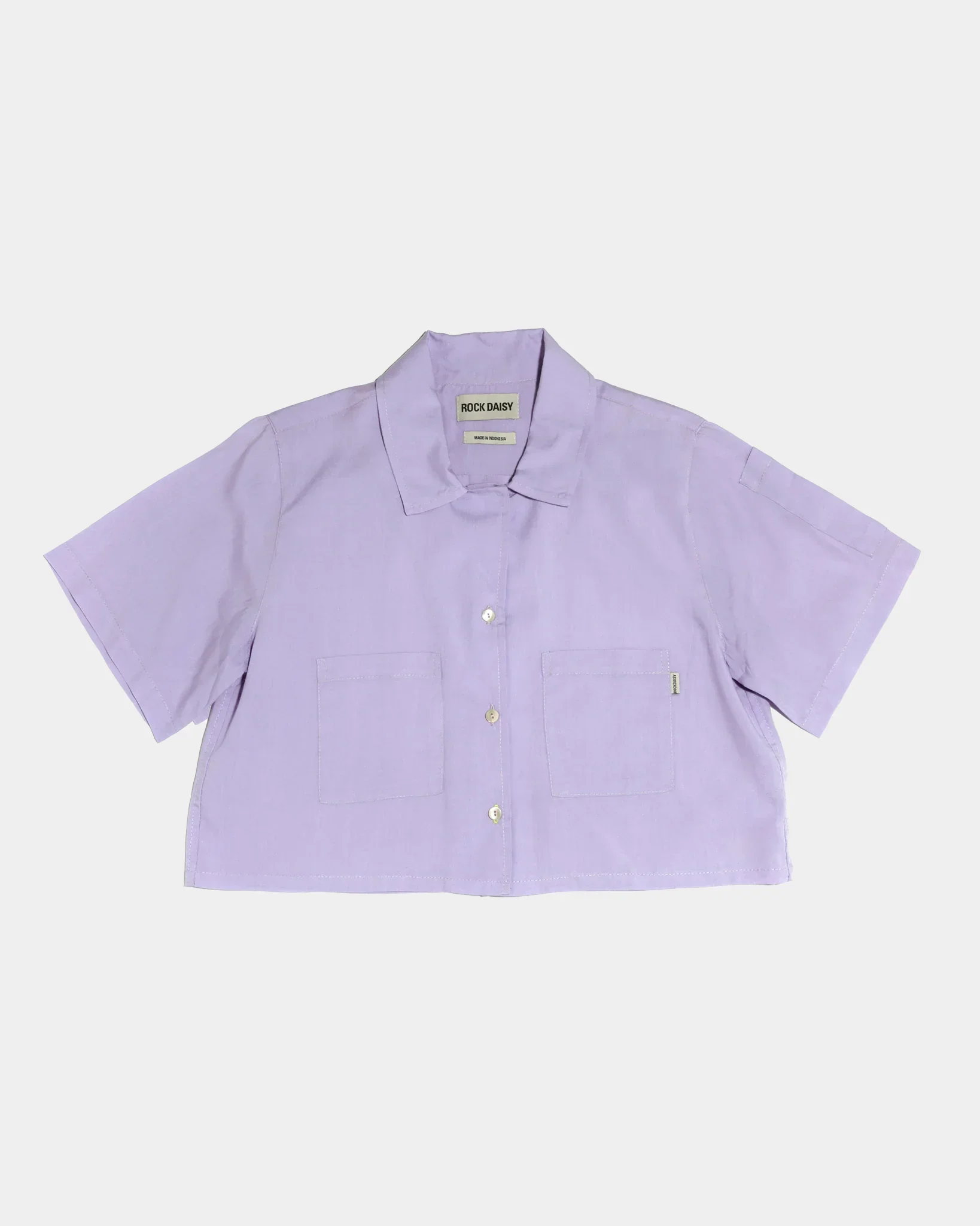 ROCK DAISY | Alex Boxy Cropped TENCEL™ Short-Sleeved Shirt Lavender - Image 3
