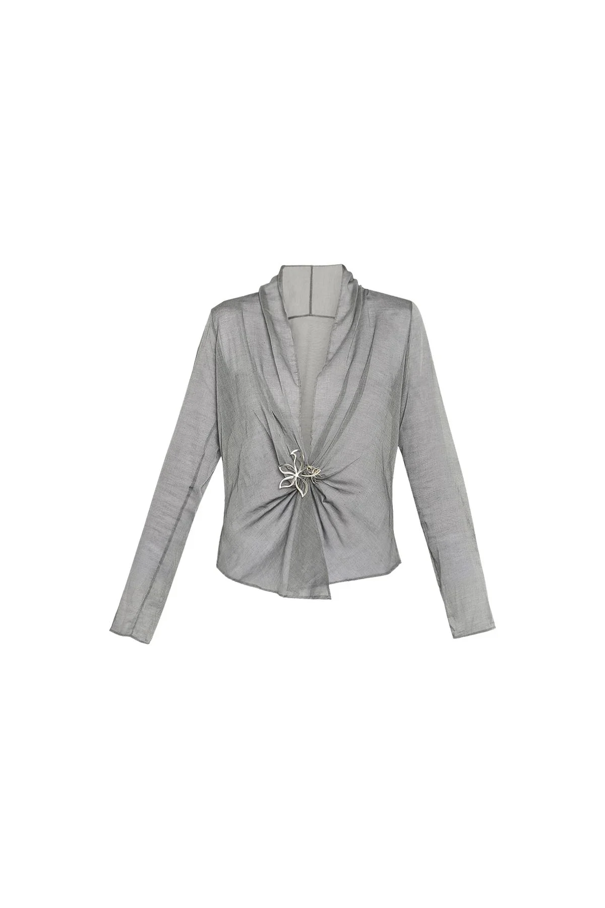 ANW | Gathered Kebaya Encim w/ Floral Hook&Eye - Image 3