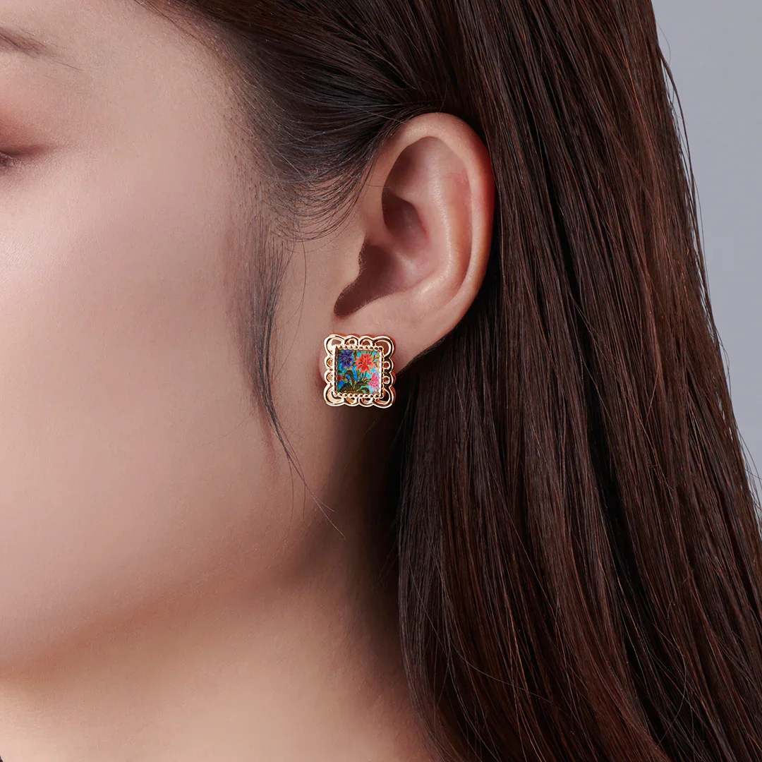 RARE BIRD COLLECTION | Batik Floral Stud - Blue - Image 3