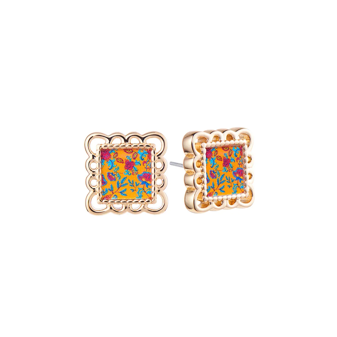 RARE BIRD COLLECTION | Batik Floral Stud - Yellow