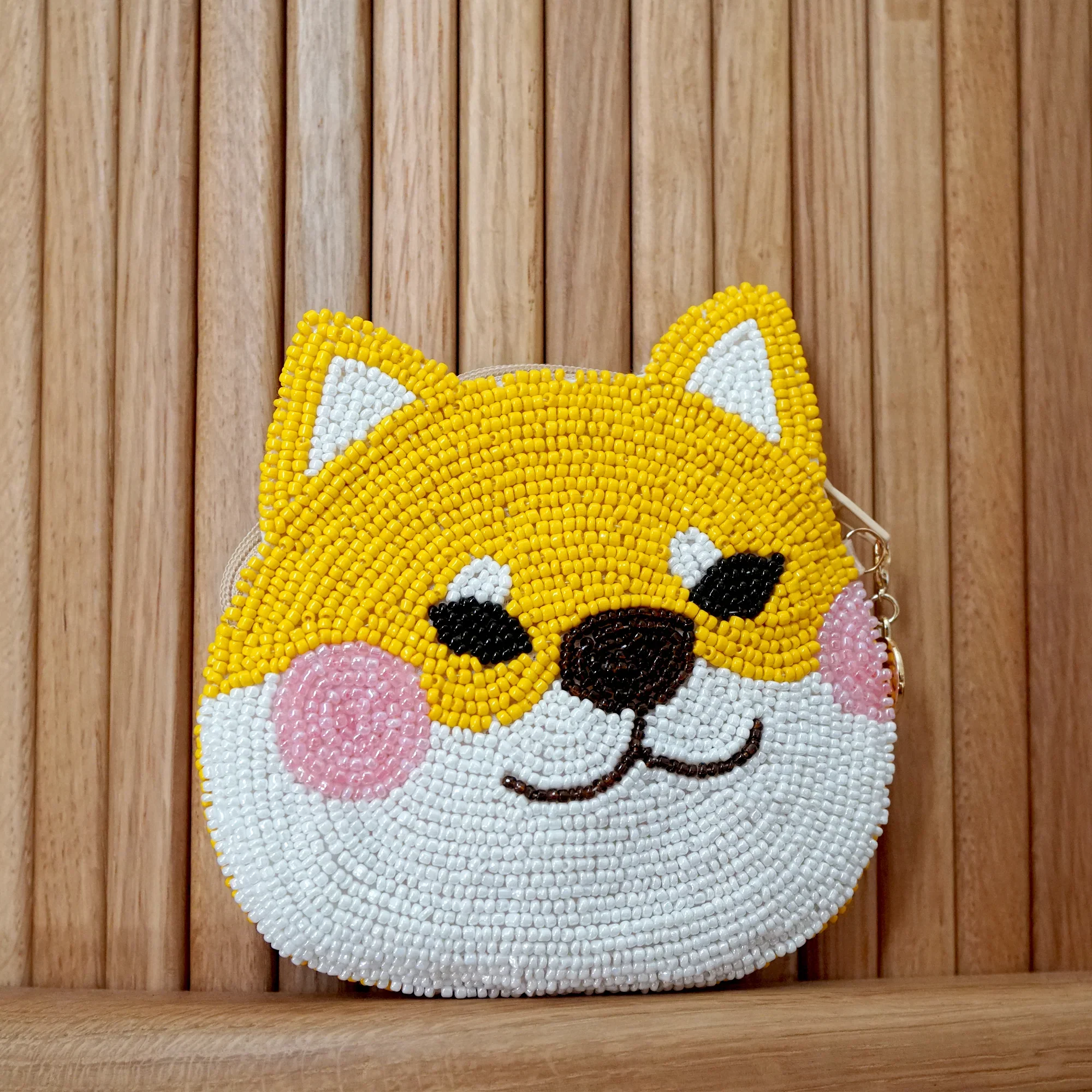 Beaded Coin Purse - Shiba (Yellow)
