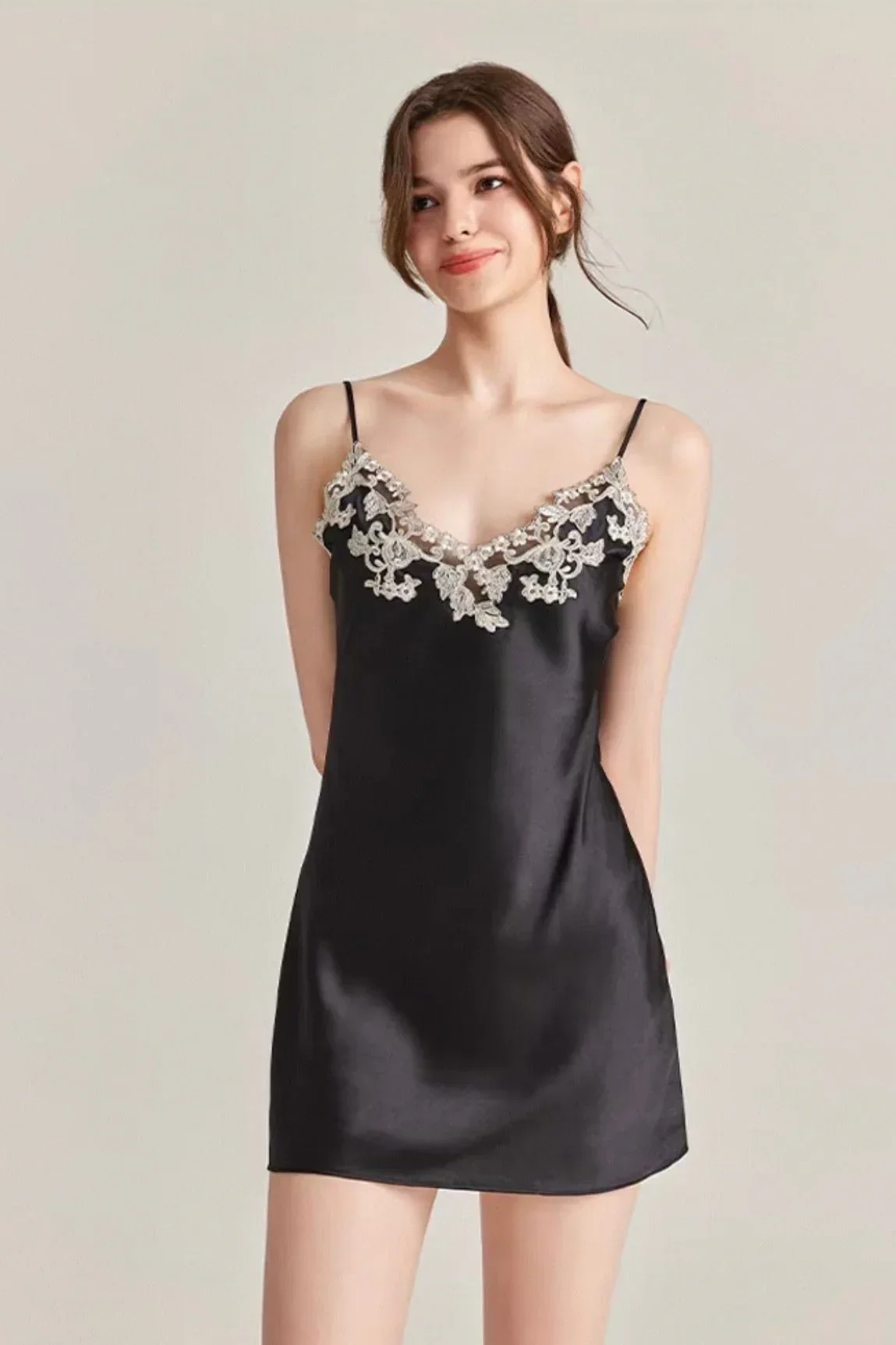 BELLS & BIRDS | Florentine Mulberry Silk Slip (Black) - Image 3