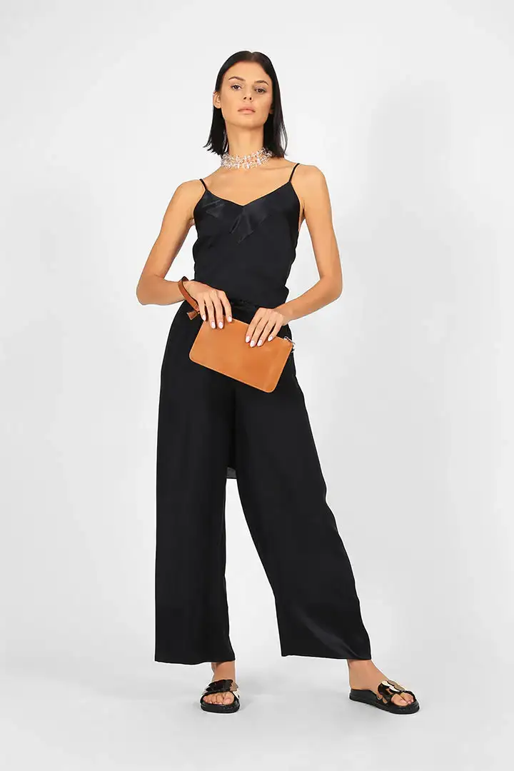 BIASA | BARTA | Wide Leg Silk Trousers with High Hem Detail - Image 2