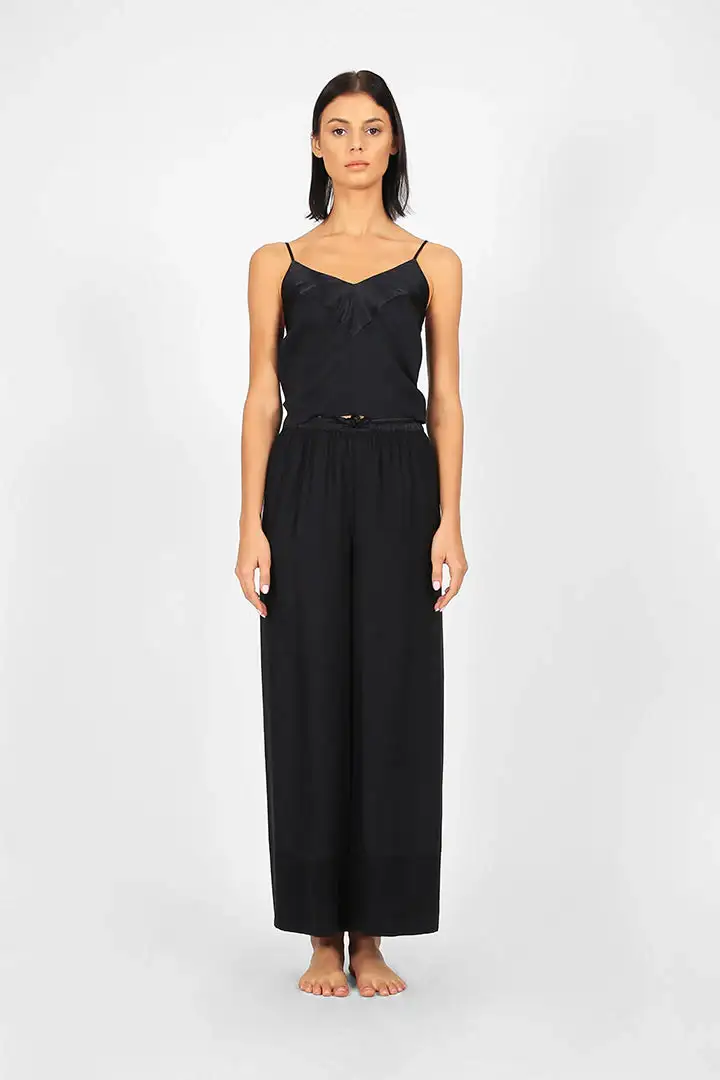 BIASA | BARTA | Wide Leg Silk Trousers with High Hem Detail - Image 3