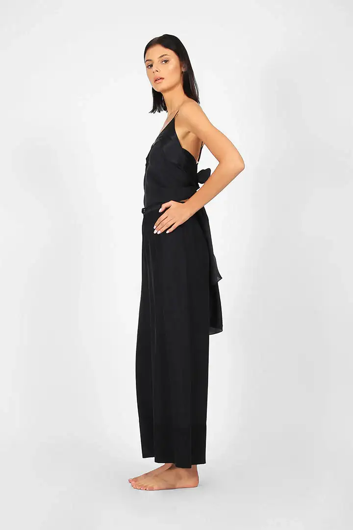 BIASA | BARTA | Wide Leg Silk Trousers with High Hem Detail - Image 4