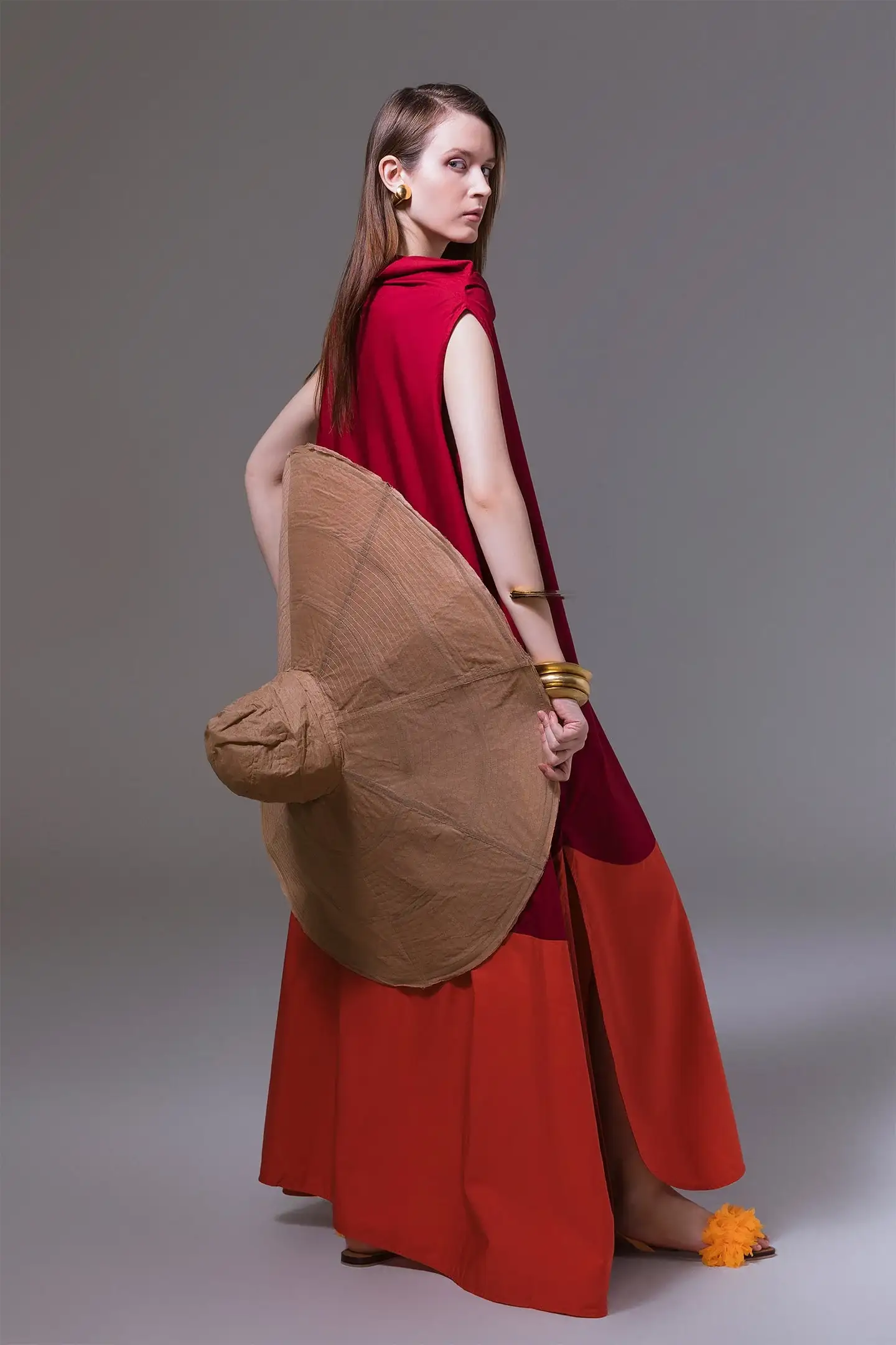 BIASA | MYLOKA |  Contrast Hem High Cowl Neck Long Dress - Image 3