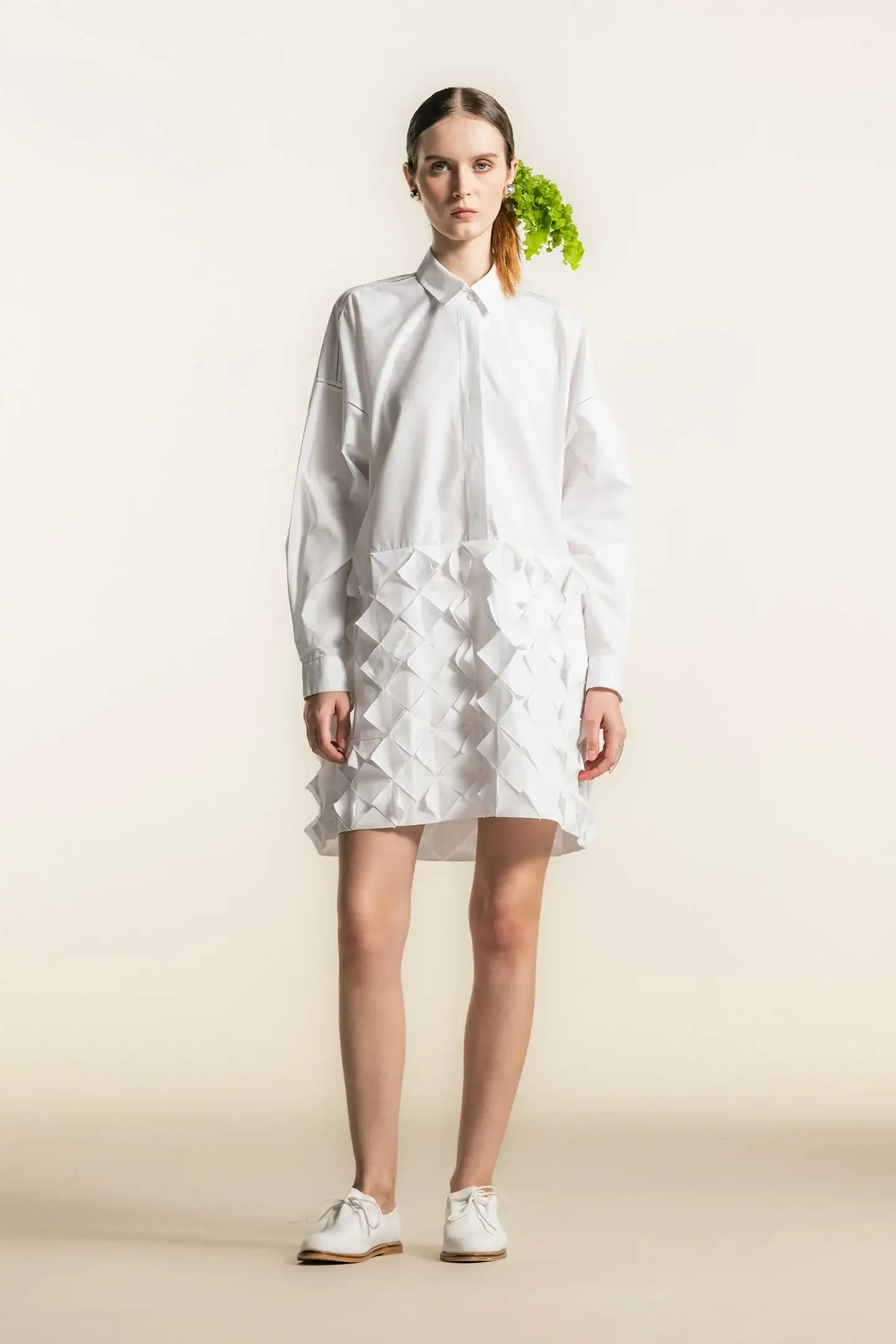 BIASA | NANN | Geo Flower Appliqué Shirt Dress