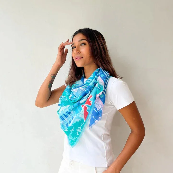 BINARY STYLE | A City In A Garden 115cm x 115cm Square Cotton Scarf - Image 5