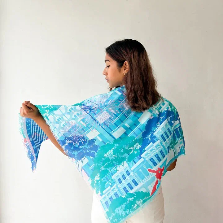 BINARY STYLE | A City In A Garden 115cm x 115cm Square Cotton Scarf - Image 6