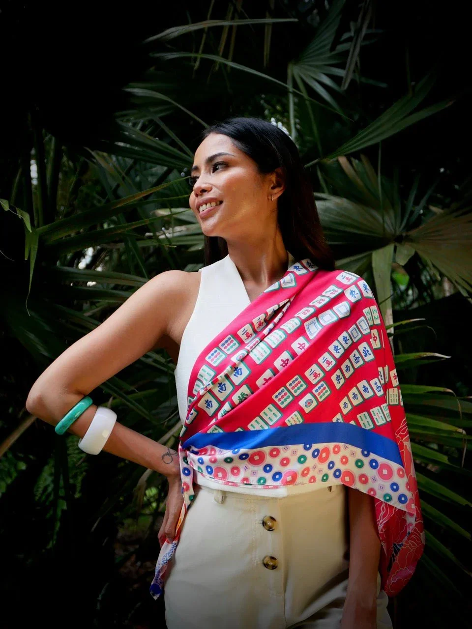 BINARY STYLE | Aunty's Winning Hands Premium Silk Scarf - Image 2