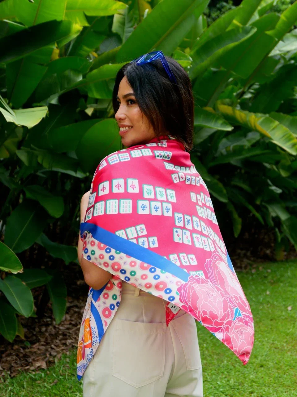 BINARY STYLE | Aunty's Winning Hands Premium Silk Scarf - Image 3