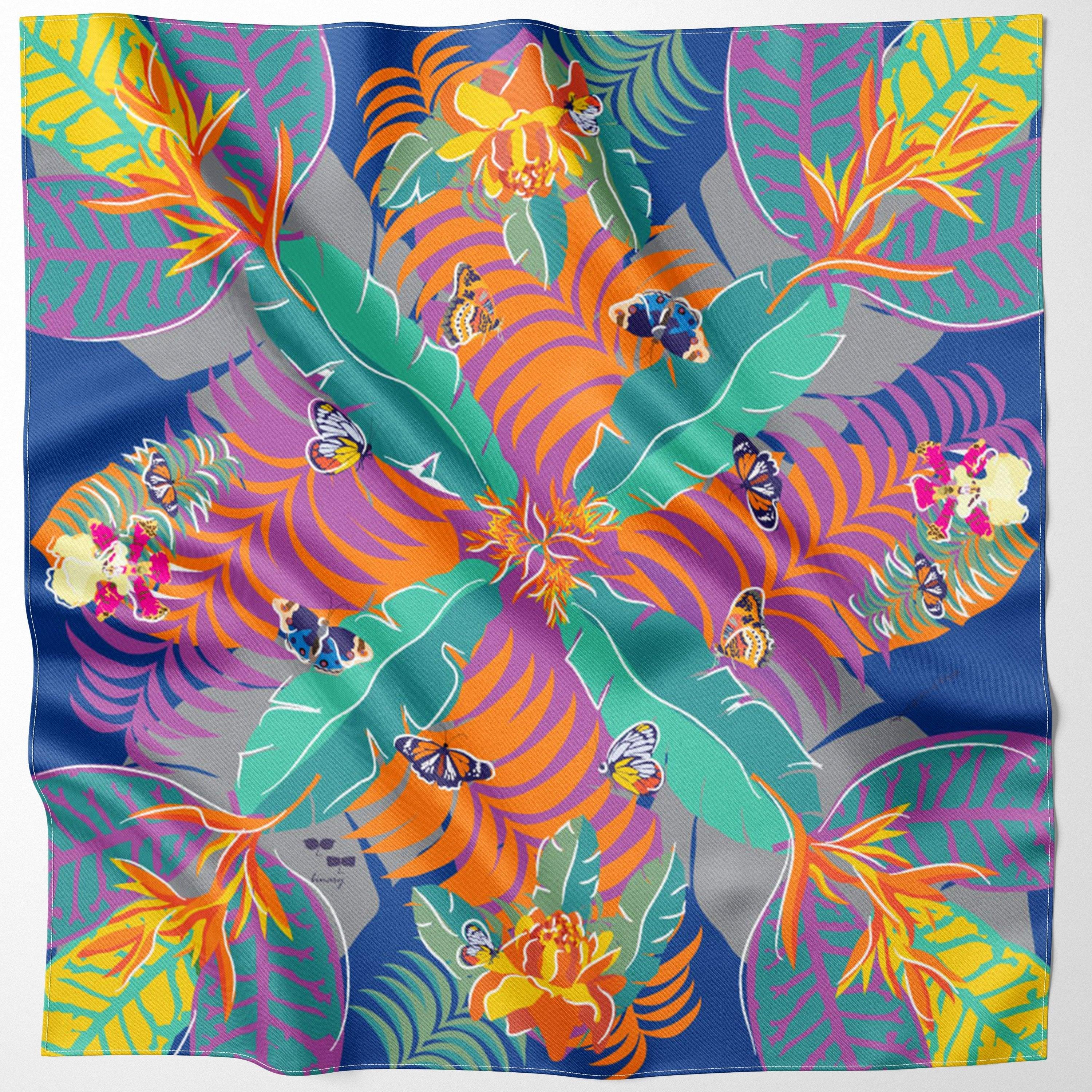 BINARY STYLE | Blooms and Butterflies of Singapore Silk Square Scarf 87x87cm