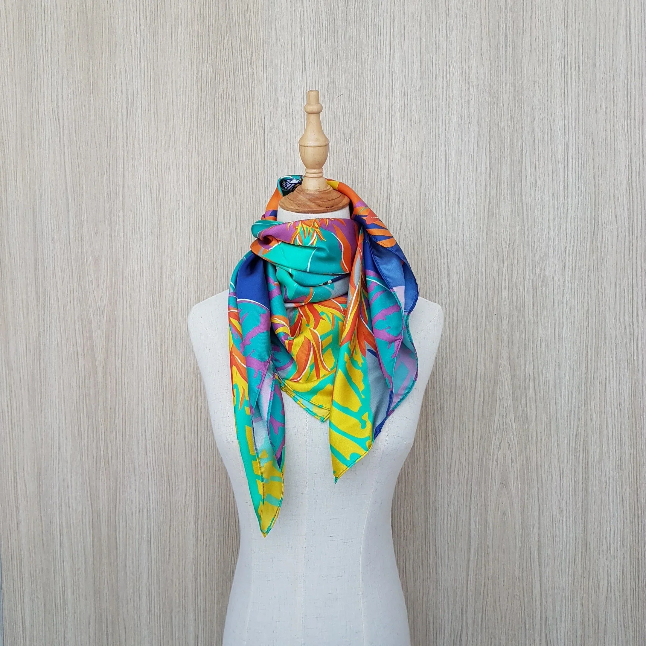 BINARY STYLE | Blooms and Butterflies of Singapore Silk Square Scarf 87x87cm - Image 3
