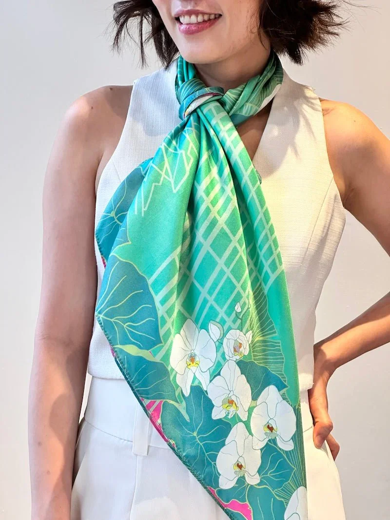 BINARY STYLE | Botanic Oasis By The Bay Silk Scarf - Image 6