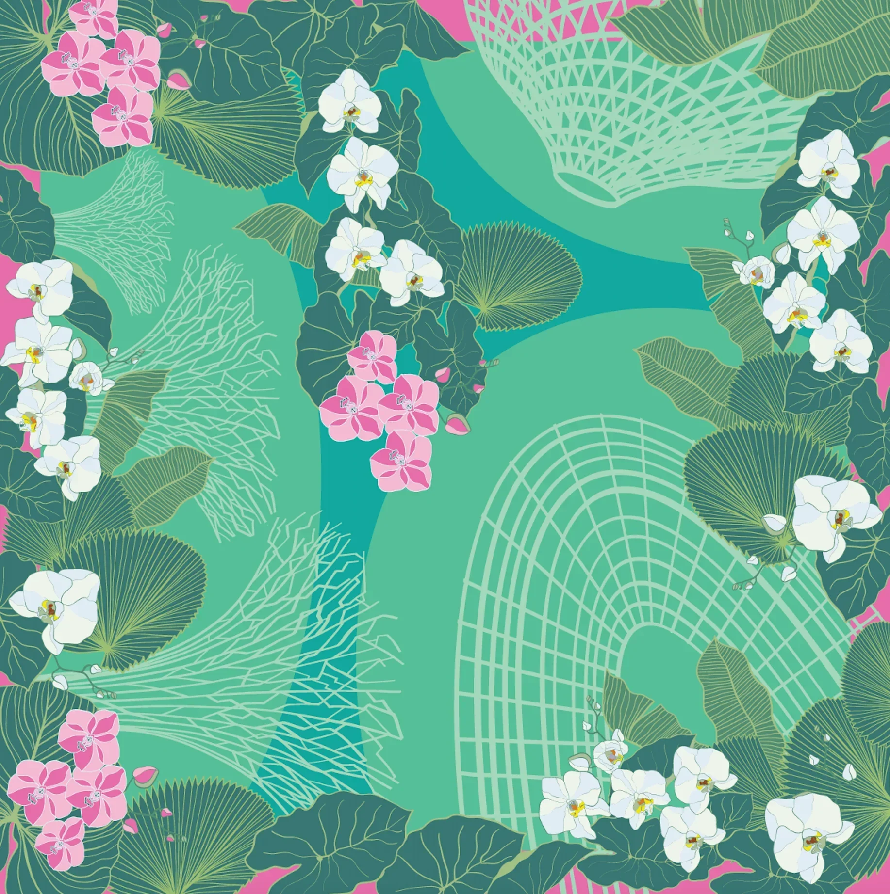 BINARY STYLE | Botanic Oasis By The Bay Silk Scarf - Image 8