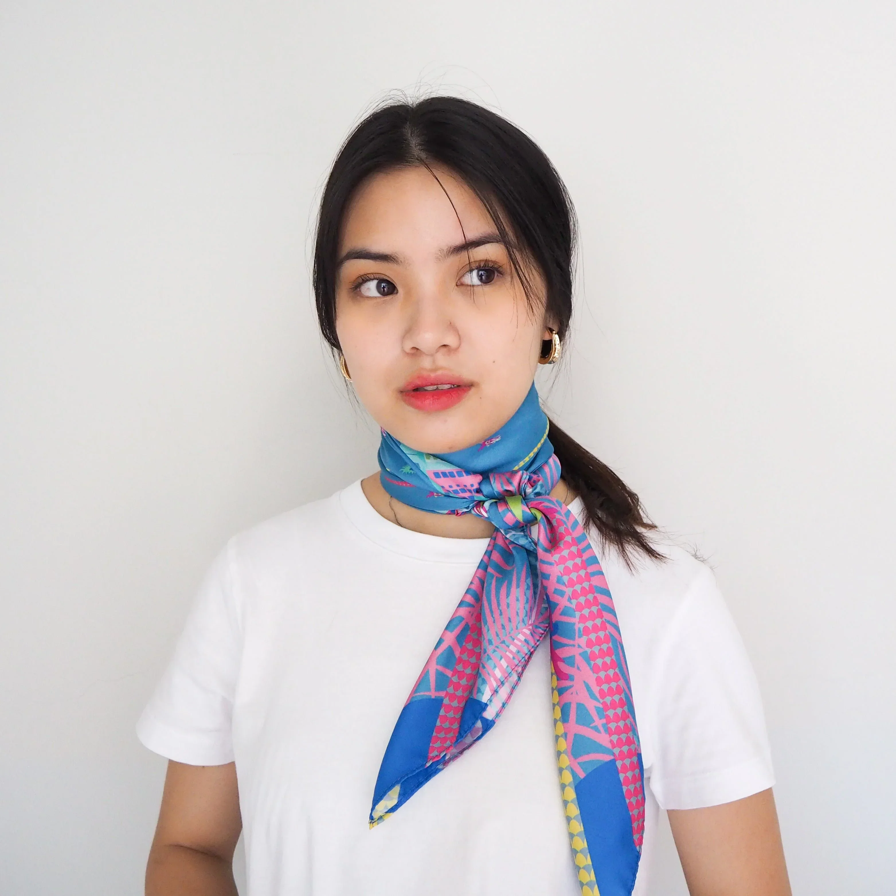 BINARY STYLE | Dragons On Singapore Water Silk Square Scarf 87X87 cm - Image 2