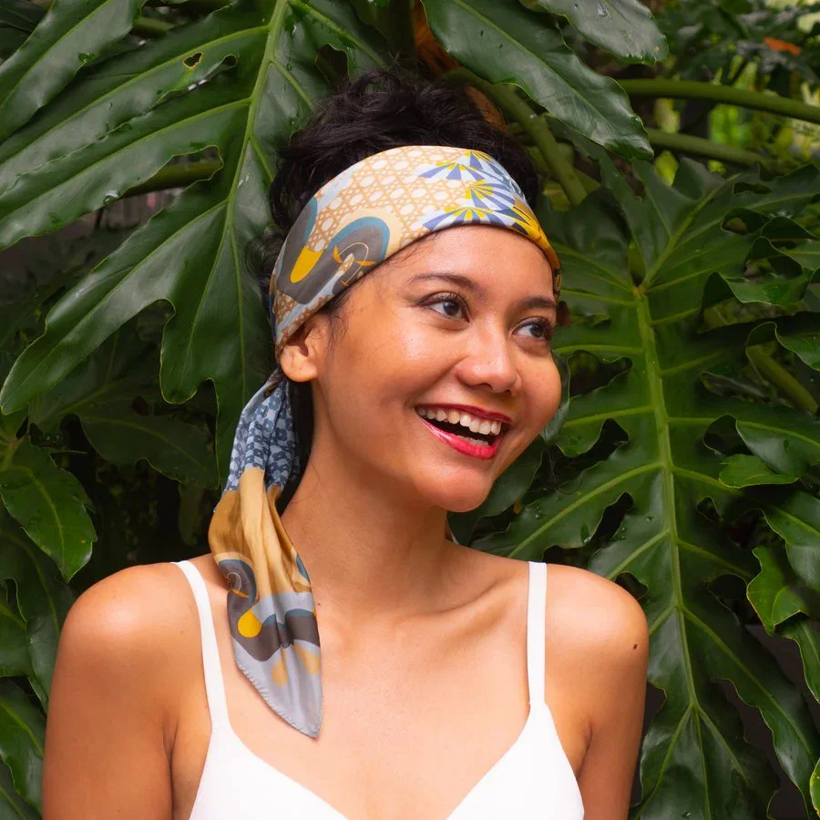 BINARY STYLE | Enchanted Kampong Glam Silk Square Scarf 87x87cm - Image 4