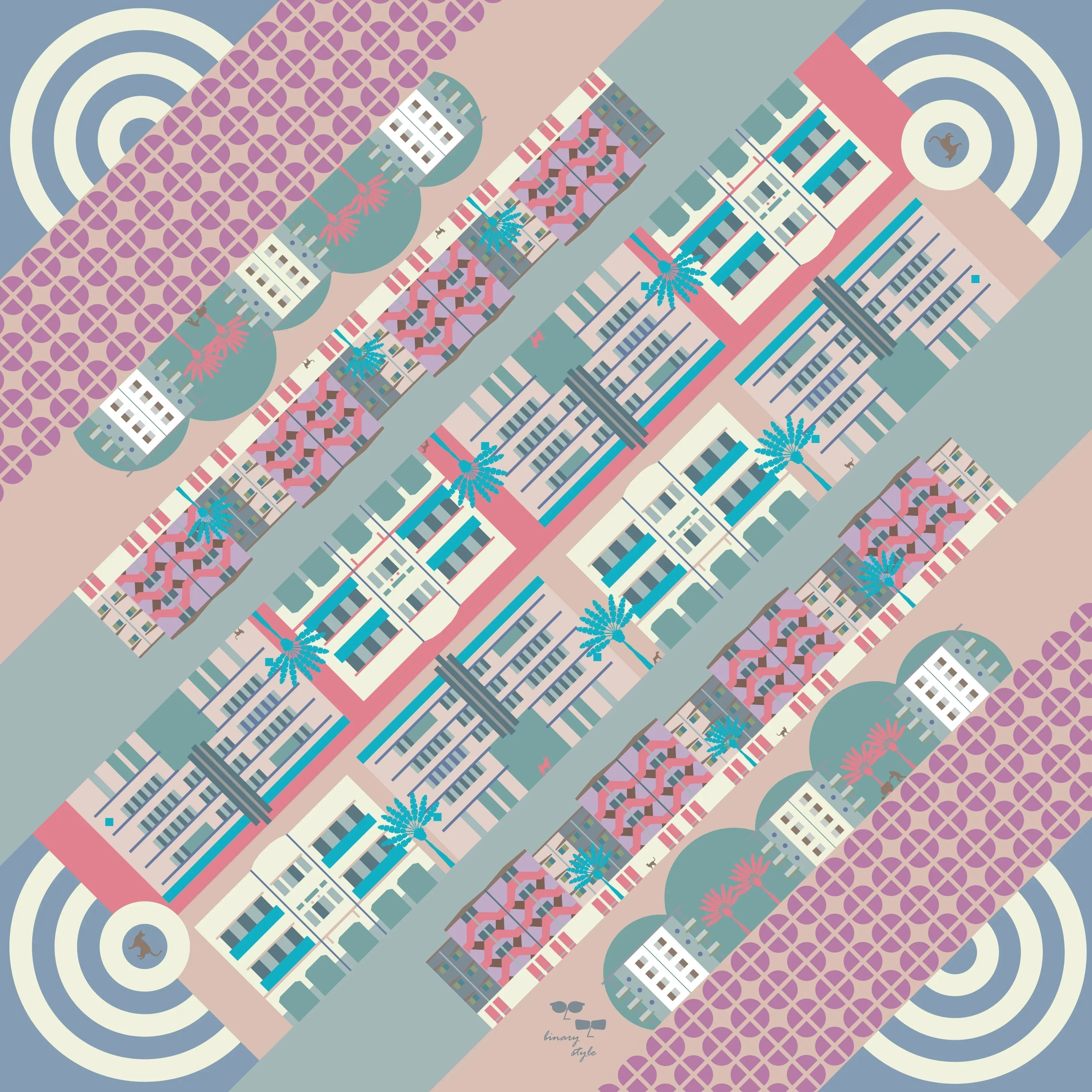 BINARY STYLE | Hip Tiong Bahru 115x115cm Square Scarf