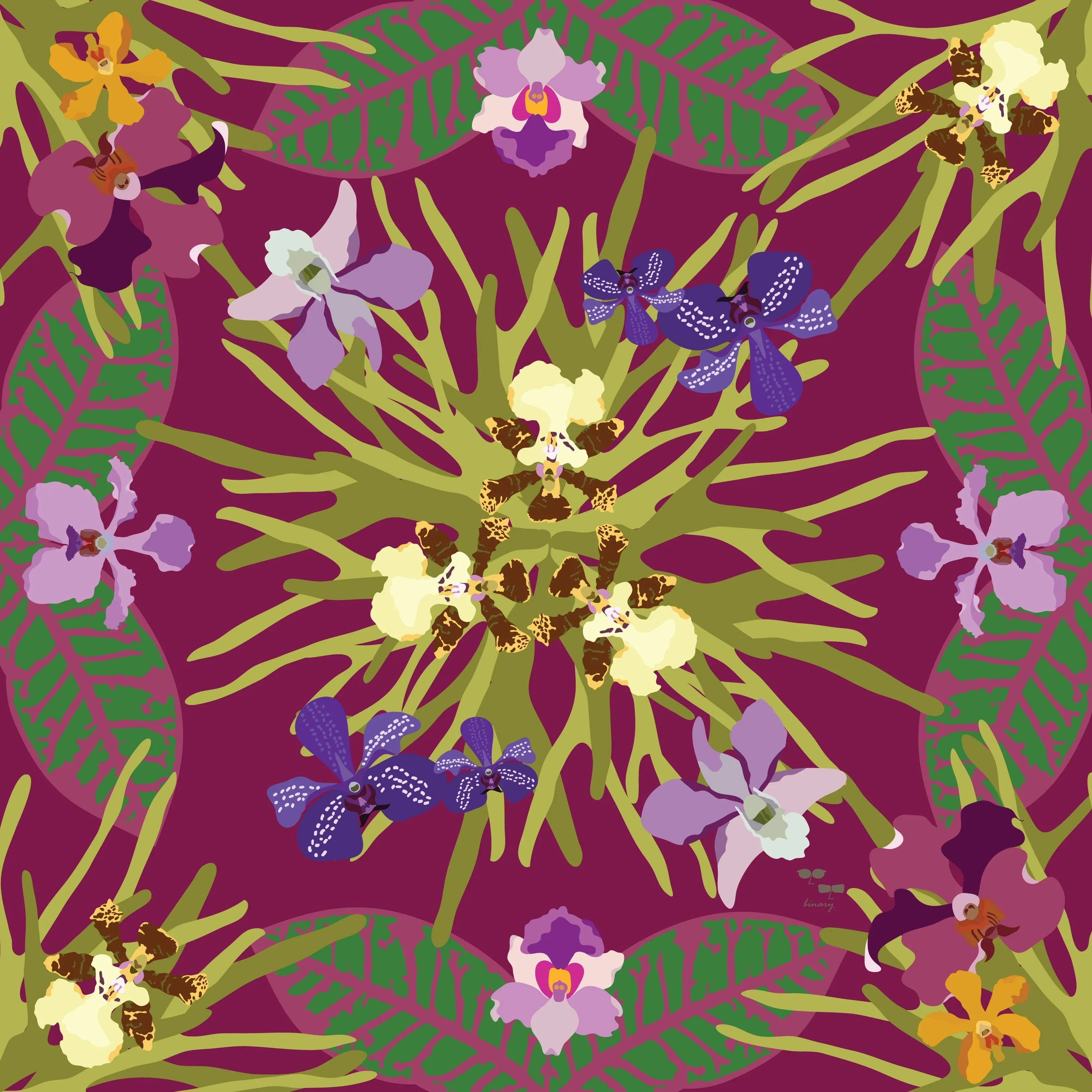 BINARY STYLE | Ochidea Silk Square Scarf 87x87cm - Image 4