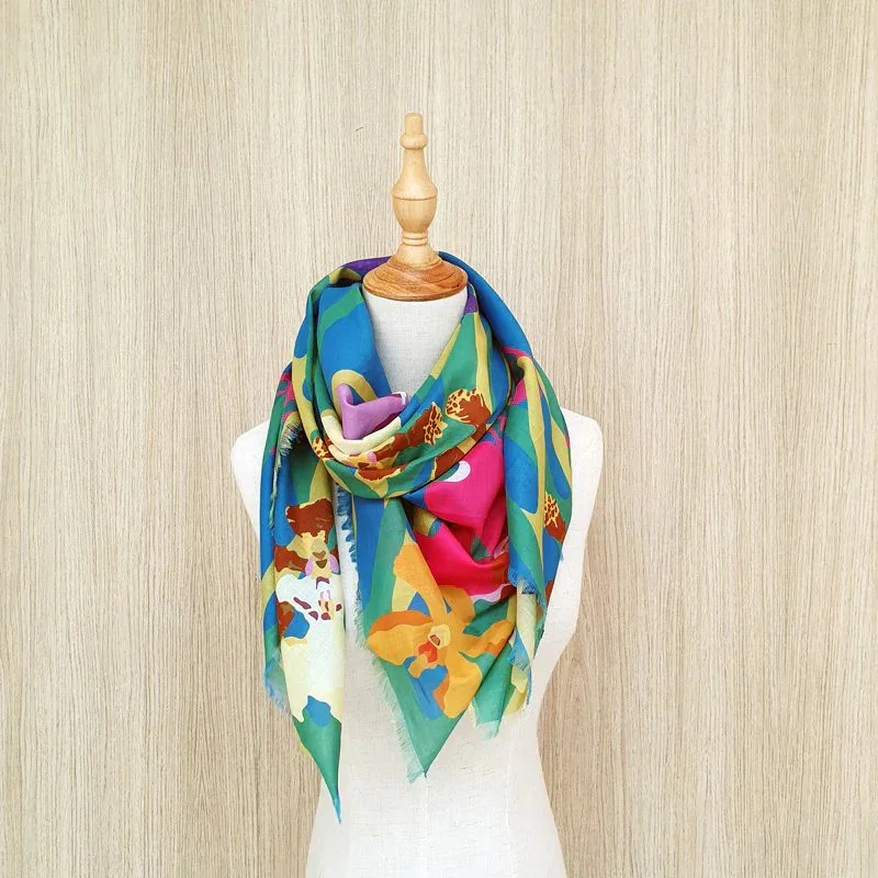 BINARY STYLE | Orchidea Blue Cotton Scarf - Image 2