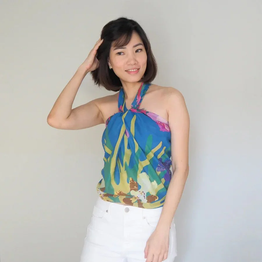 BINARY STYLE | Orchidea Blue Cotton Scarf - Image 3