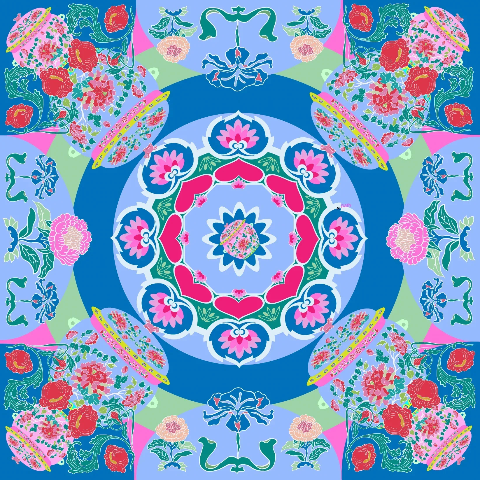 BINARY STYLE | Peranakan Bricollage Premium Silk Scarf - Image 12
