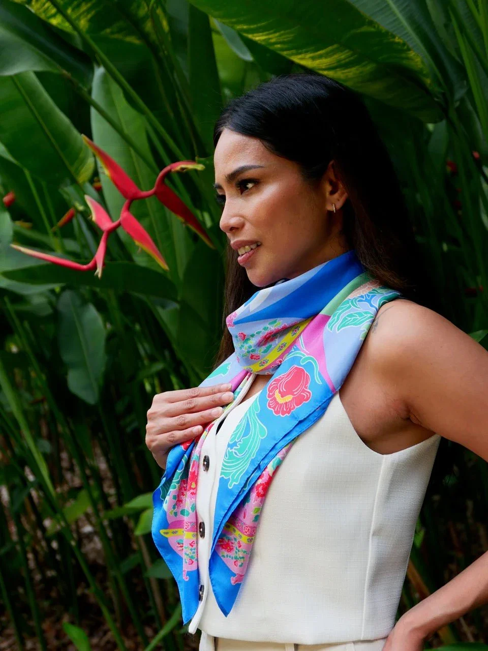 BINARY STYLE | Peranakan Bricollage Premium Silk Scarf - Image 4