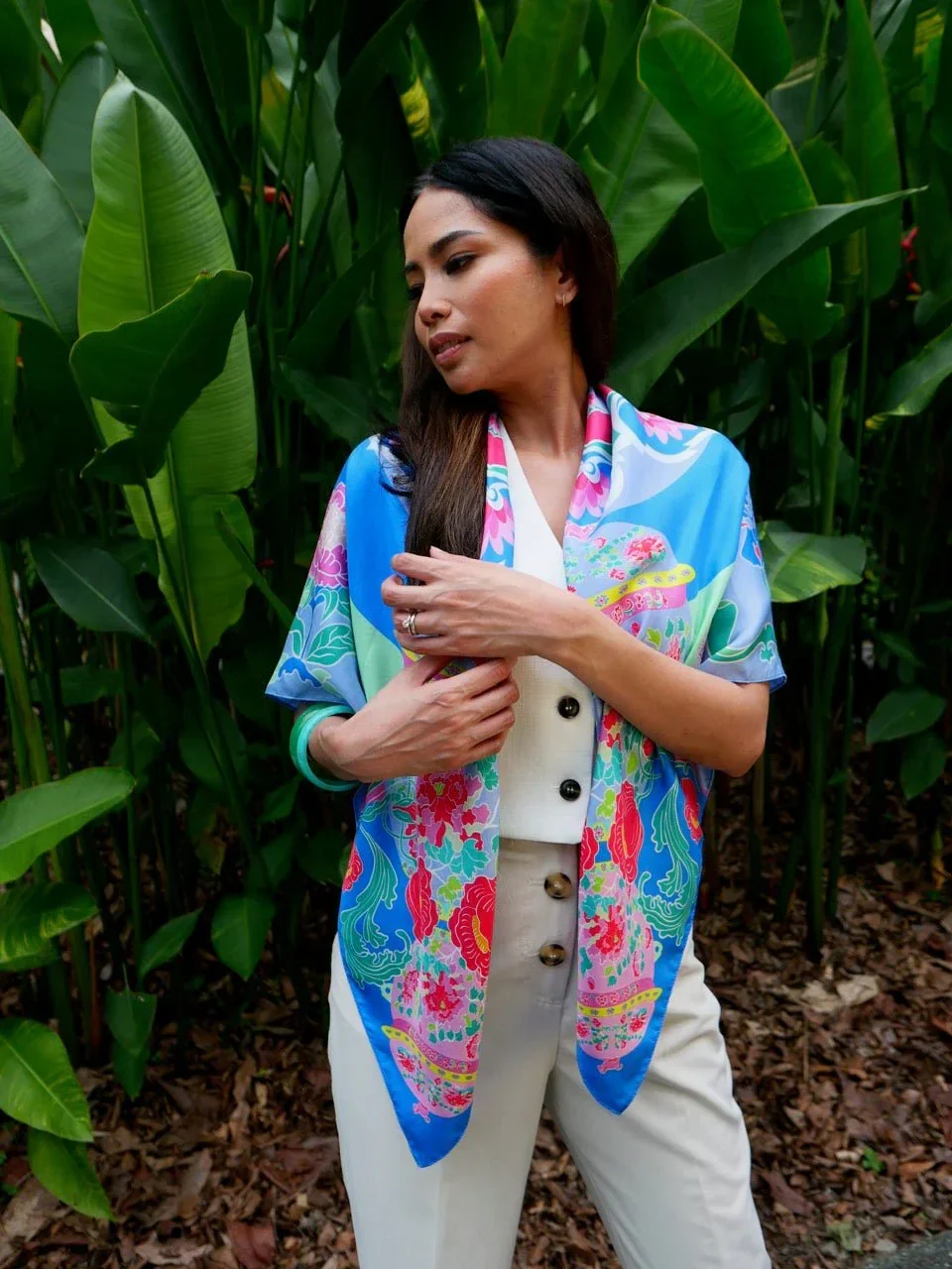 BINARY STYLE | Peranakan Bricollage Premium Silk Scarf - Image 5