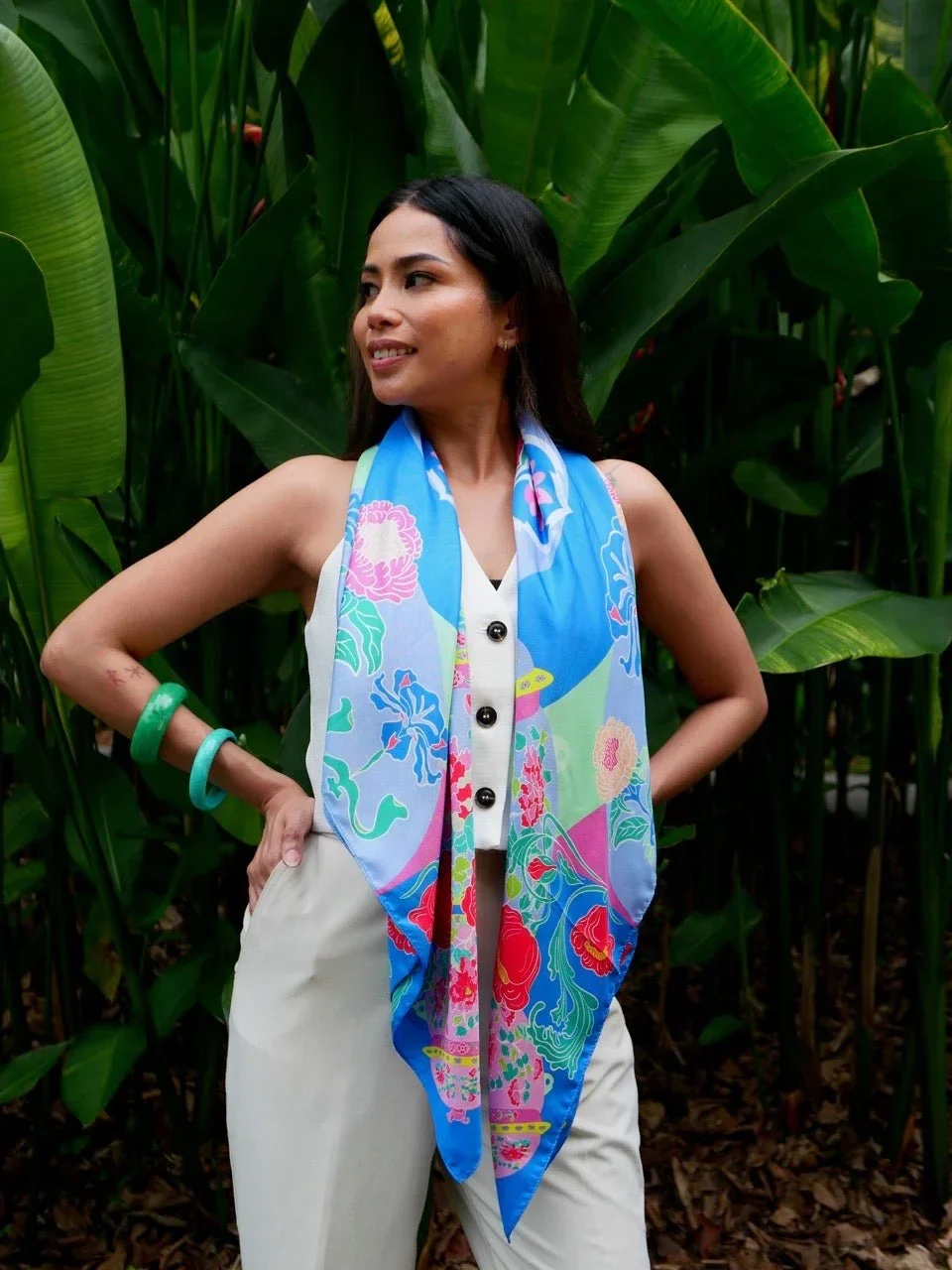 BINARY STYLE | Peranakan Bricollage Premium Silk Scarf - Image 7