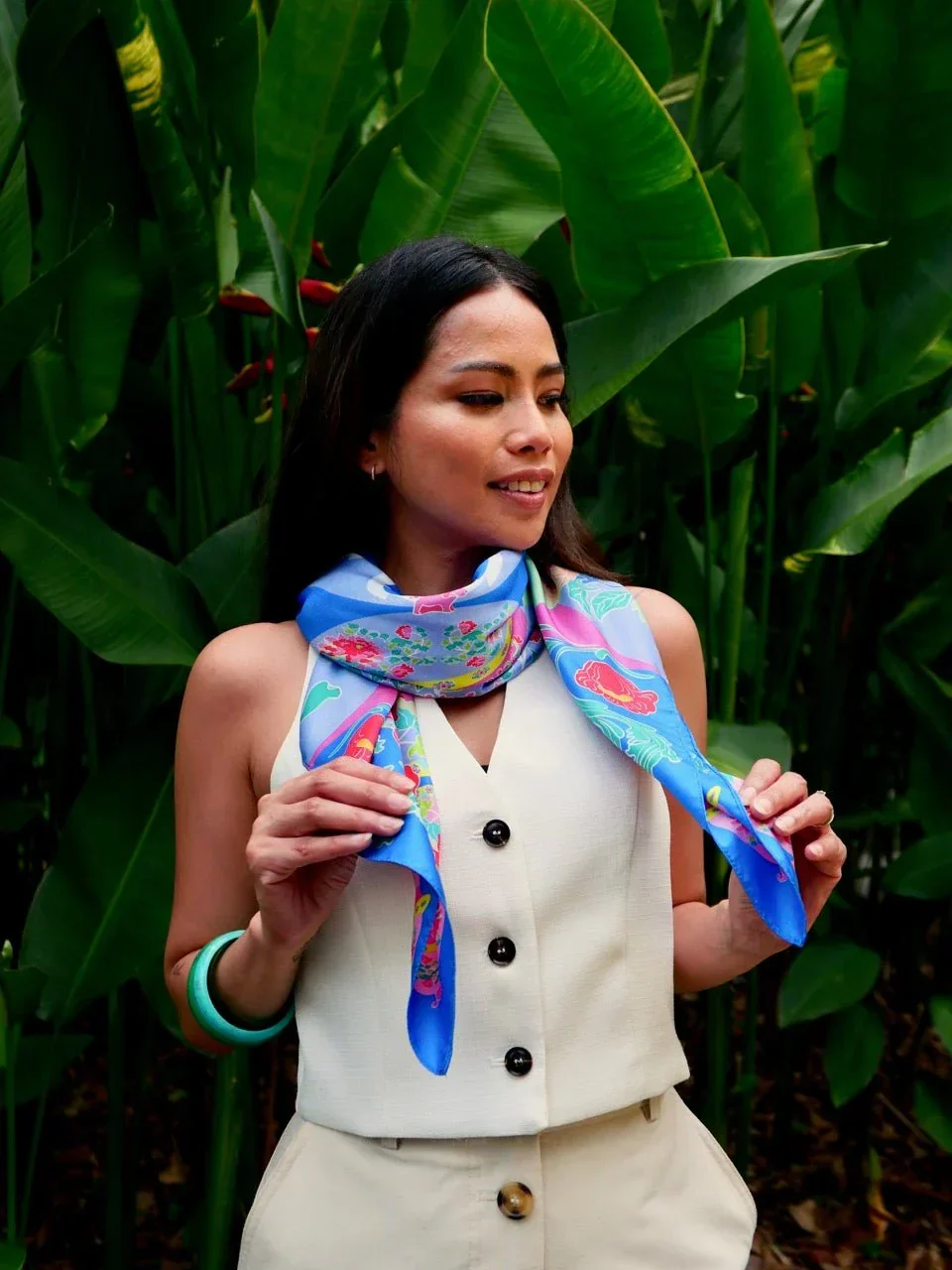 BINARY STYLE | Peranakan Bricollage Premium Silk Scarf - Image 8