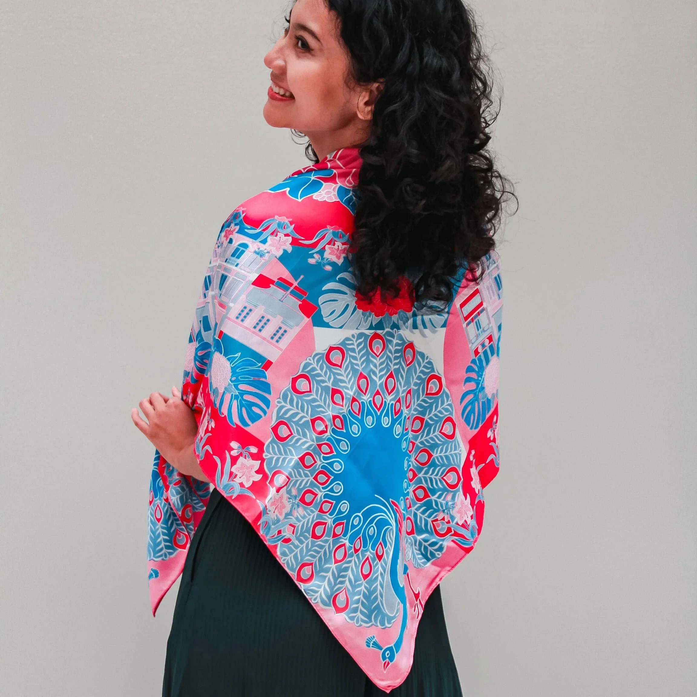 BINARY STYLE | Peranakan Epiphanies in Lilac 100% Premium Silk Scarf - Image 10
