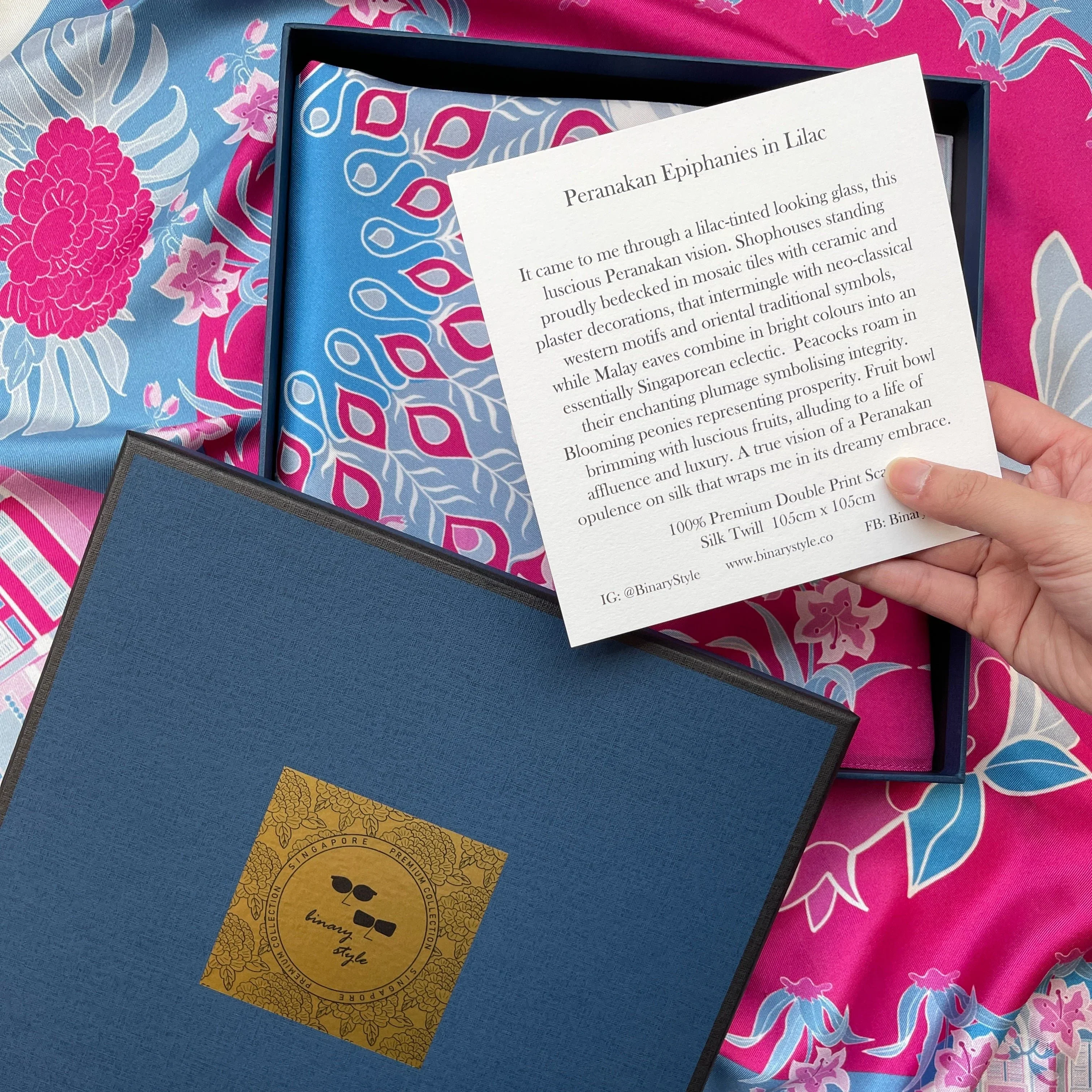 BINARY STYLE | Peranakan Epiphanies in Lilac 100% Premium Silk Scarf - Image 11