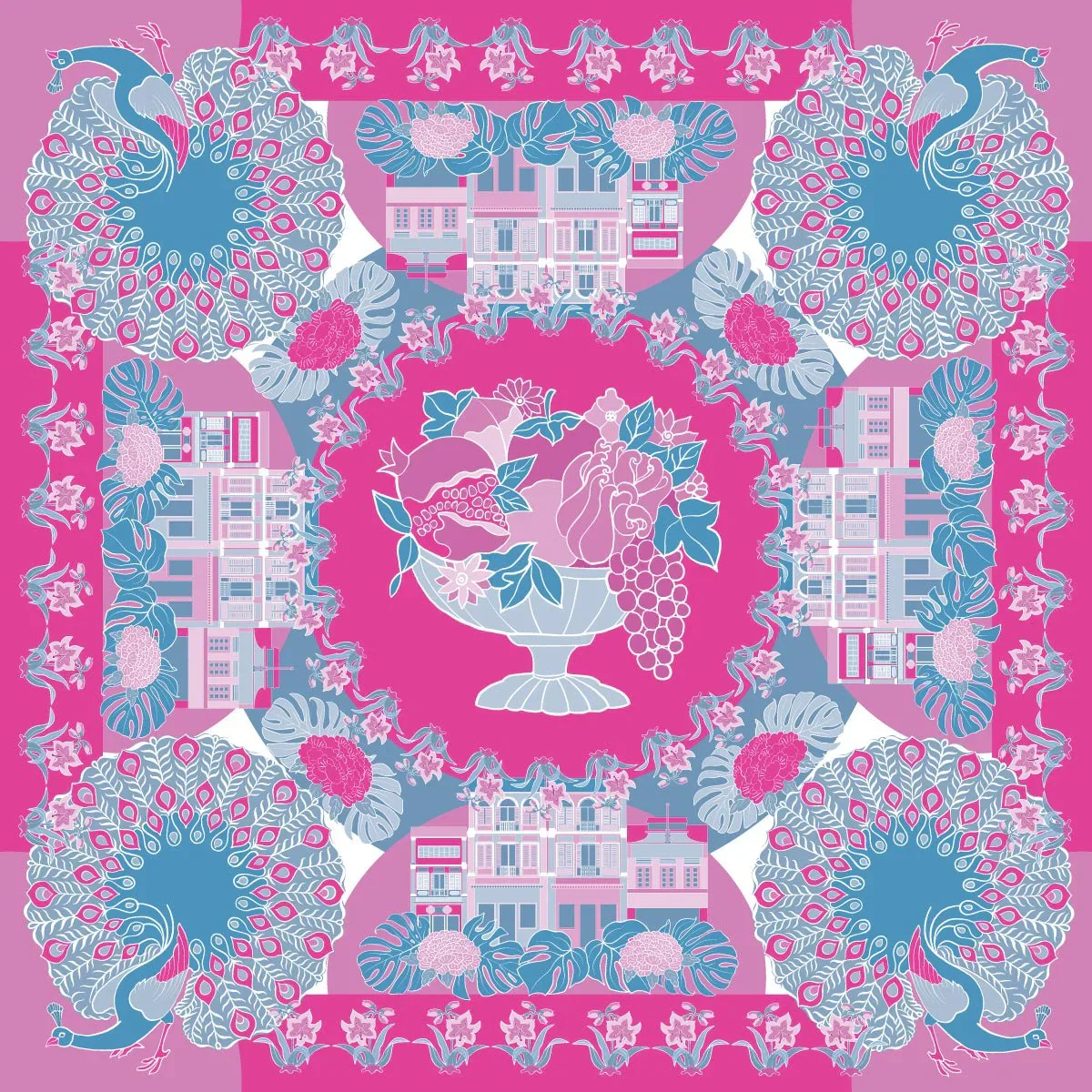 BINARY STYLE | Peranakan Epiphanies in Lilac 100% Premium Silk Scarf - Image 3
