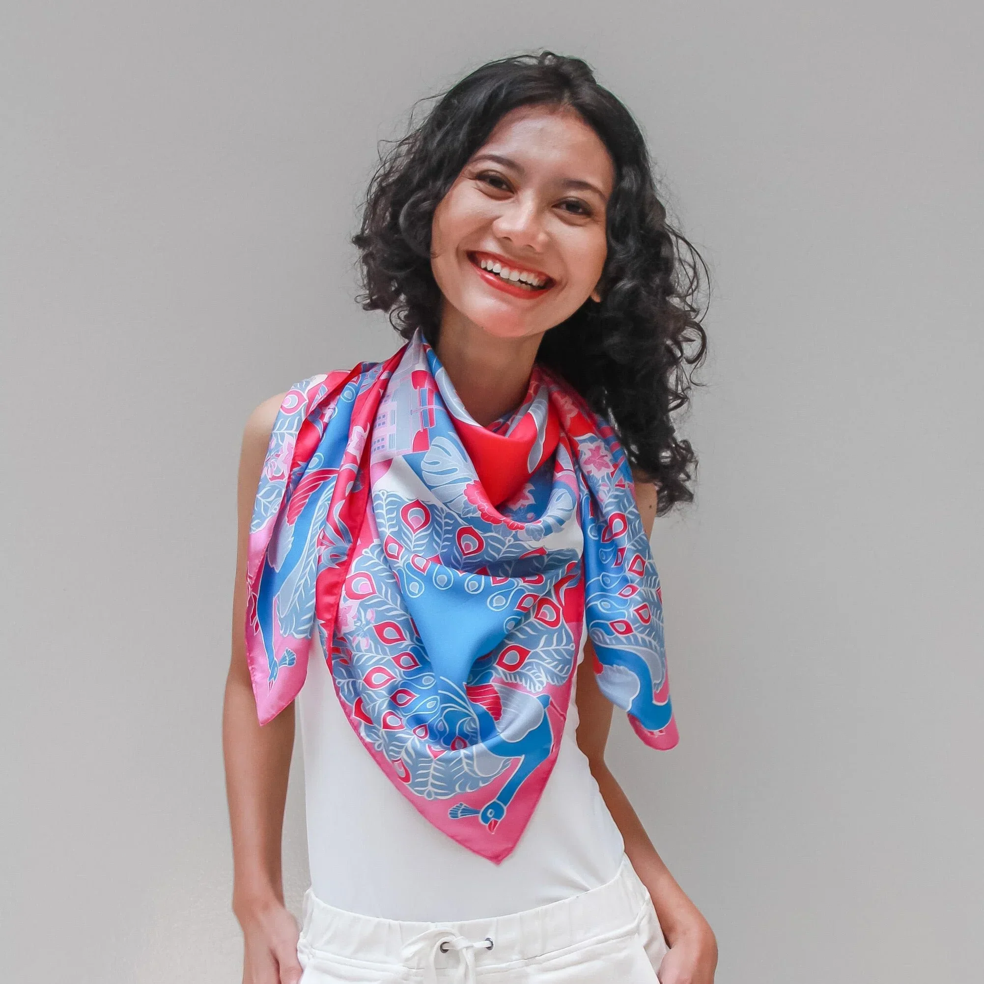 BINARY STYLE | Peranakan Epiphanies in Lilac 100% Premium Silk Scarf - Image 7