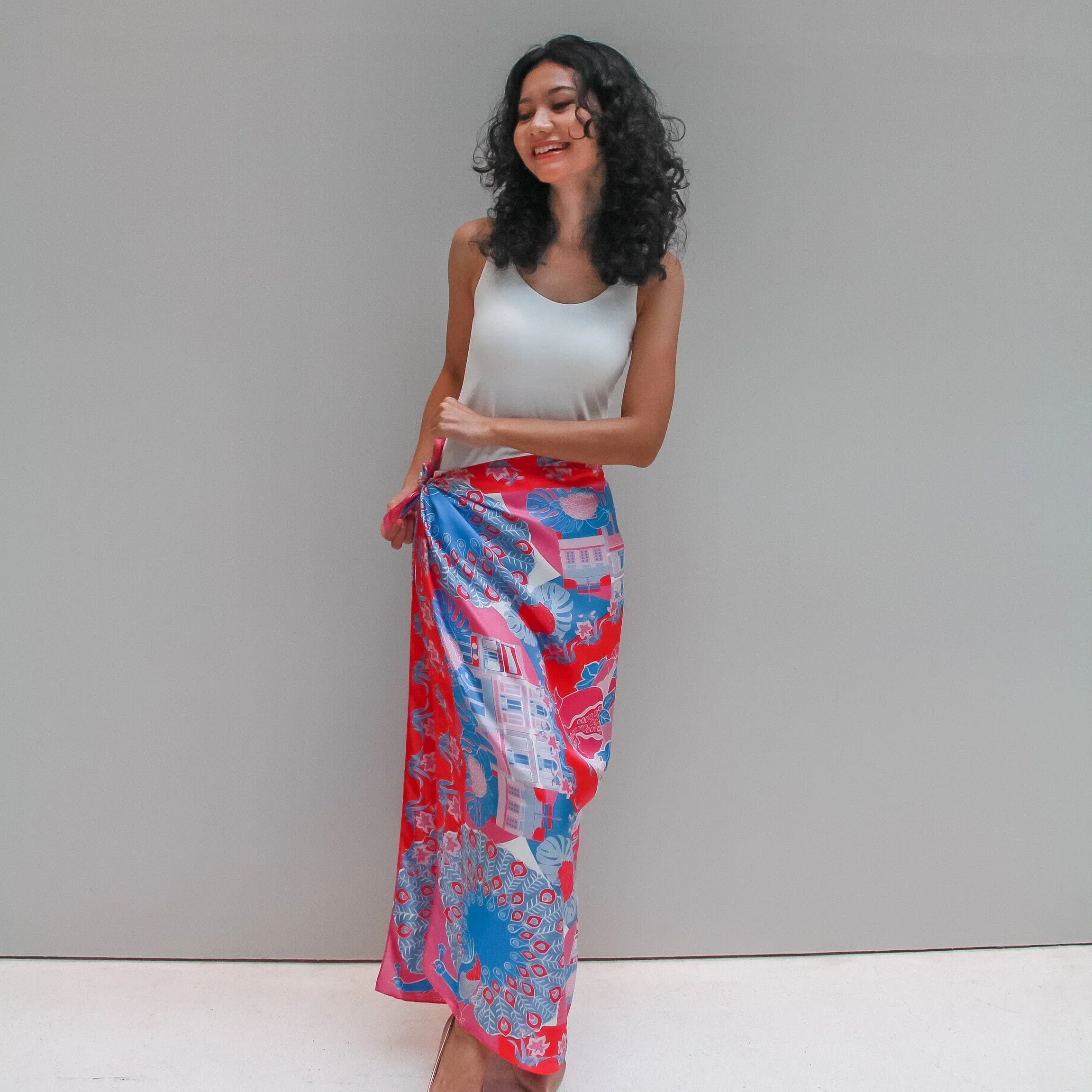 BINARY STYLE | Peranakan Epiphanies in Lilac 100% Premium Silk Scarf - Image 9