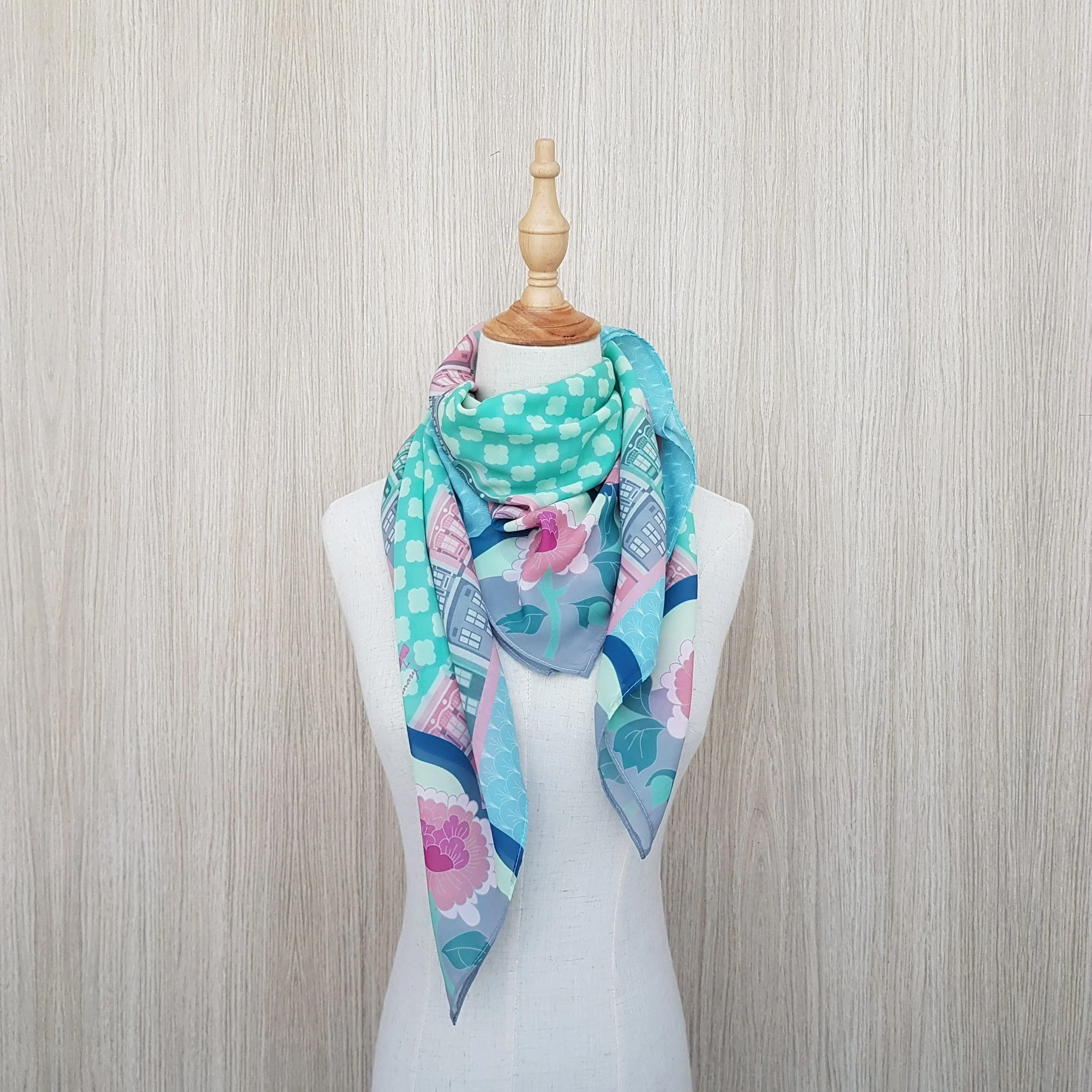 BINARY STYLE | Peranakan Opulence Silk Square Scarf 87x87cm - Image 2