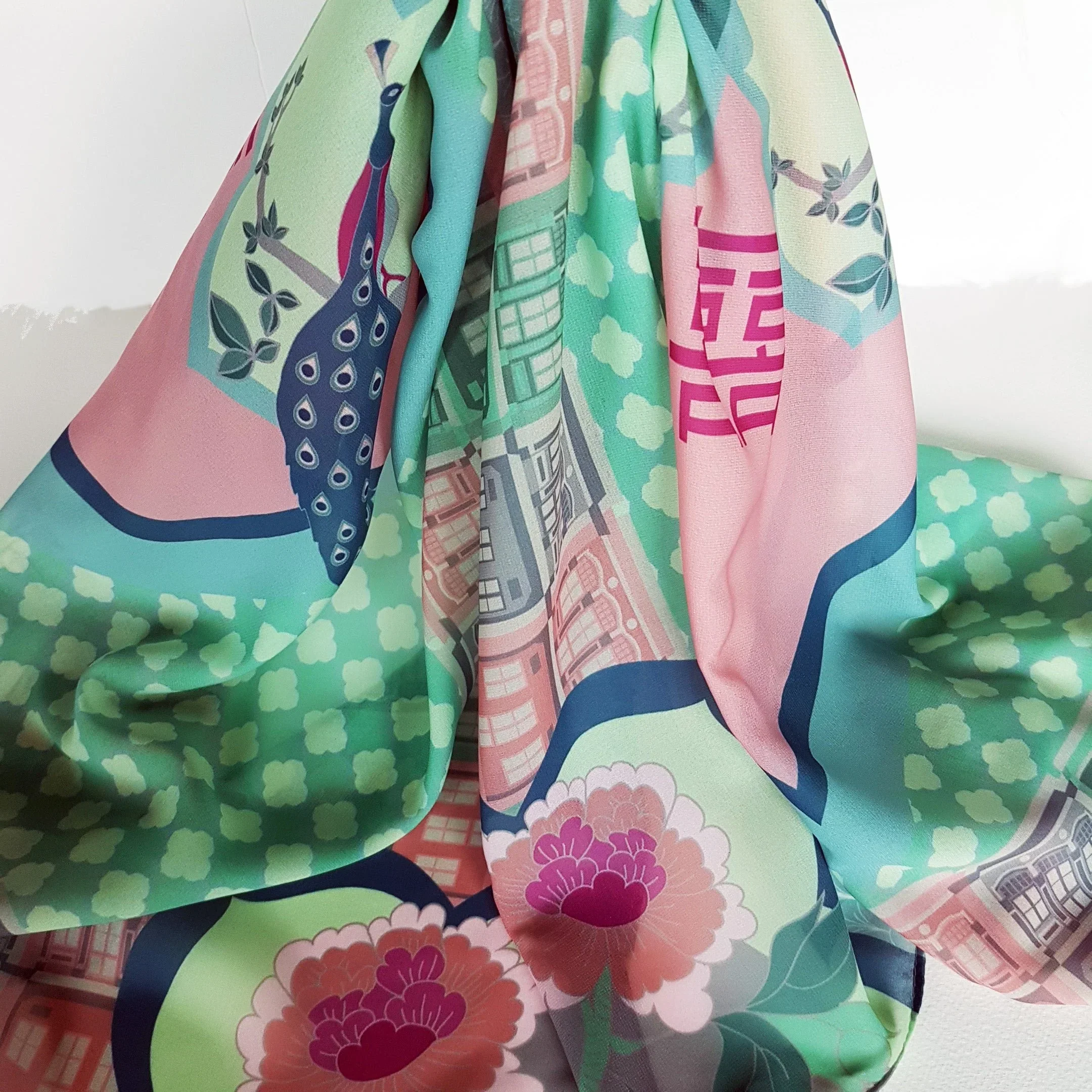 BINARY STYLE | Peranakan Opulence Silk Square Scarf 87x87cm - Image 3